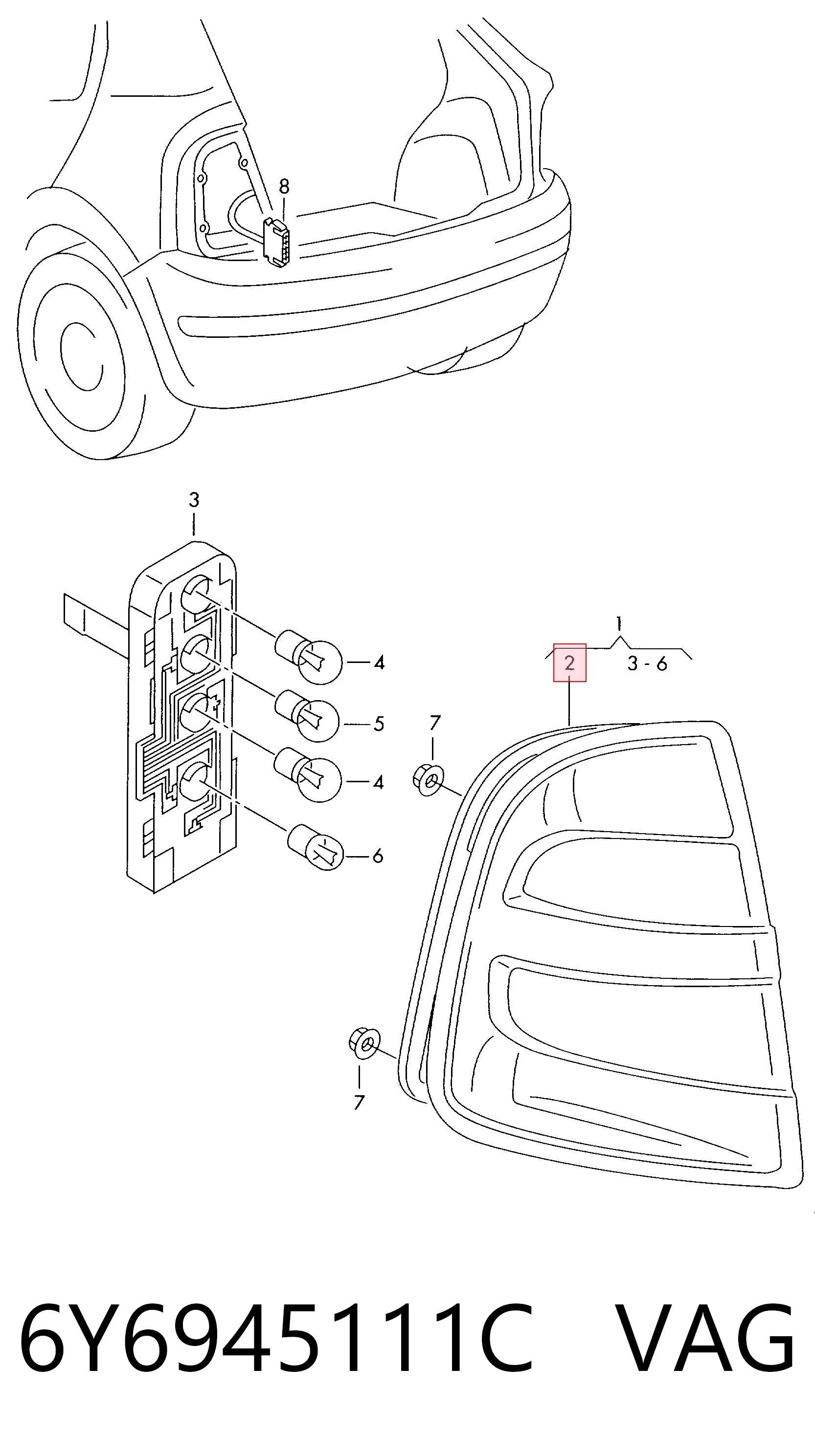 Задняя левая фара Polcar 6913874E цена, от 44.21 USD
