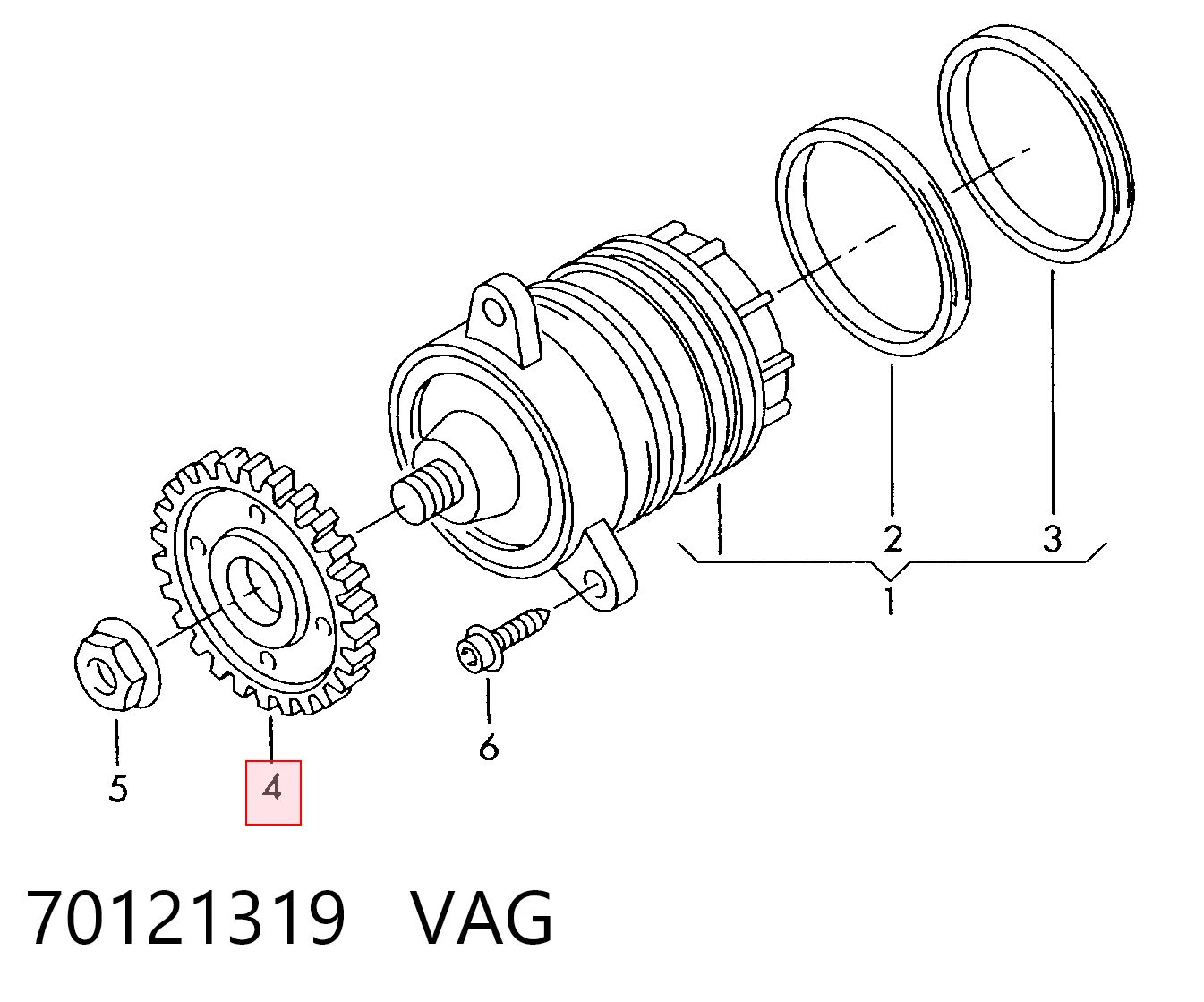 Шкив водяной помпы на Volkswagen Multivan T5 7HM, 7HN, 7HF, 7EF, 7EM, 7EN