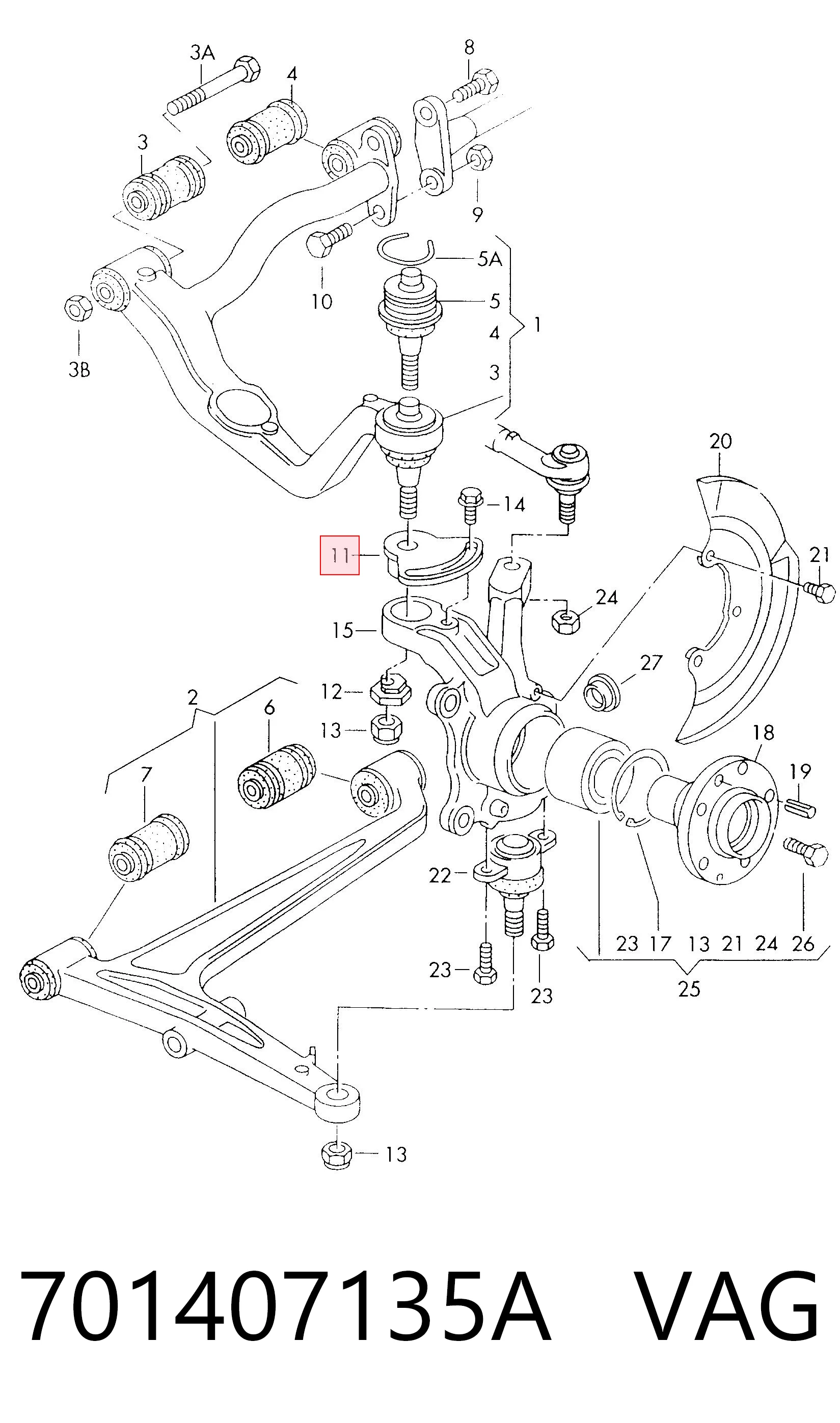 701407135A VAG Заглушка противотуманок, левая