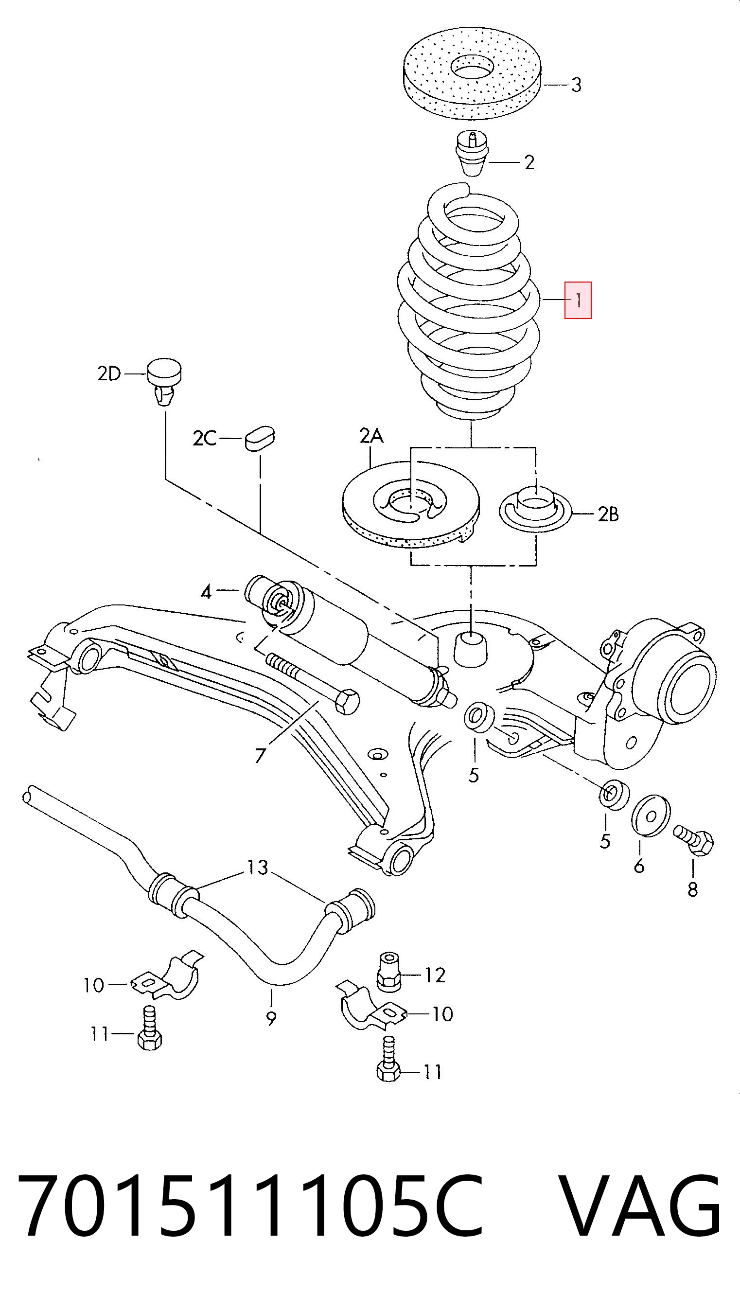701511105C VAG Пружина подвески задняя