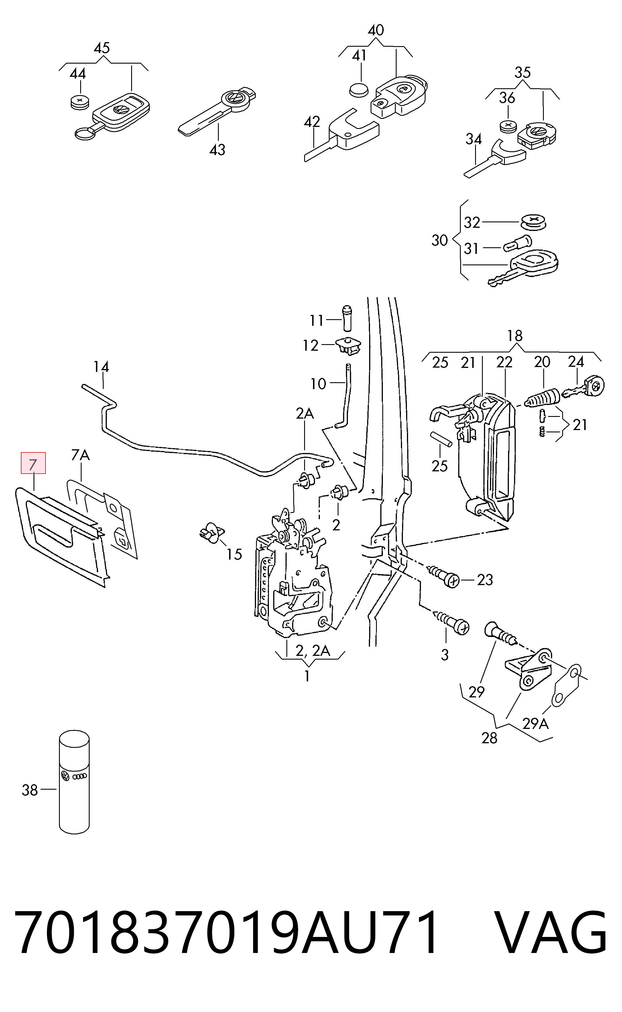 Ручка двери передней внутренняя левая VAG 701837019AU71 цена, от 12.62 USD