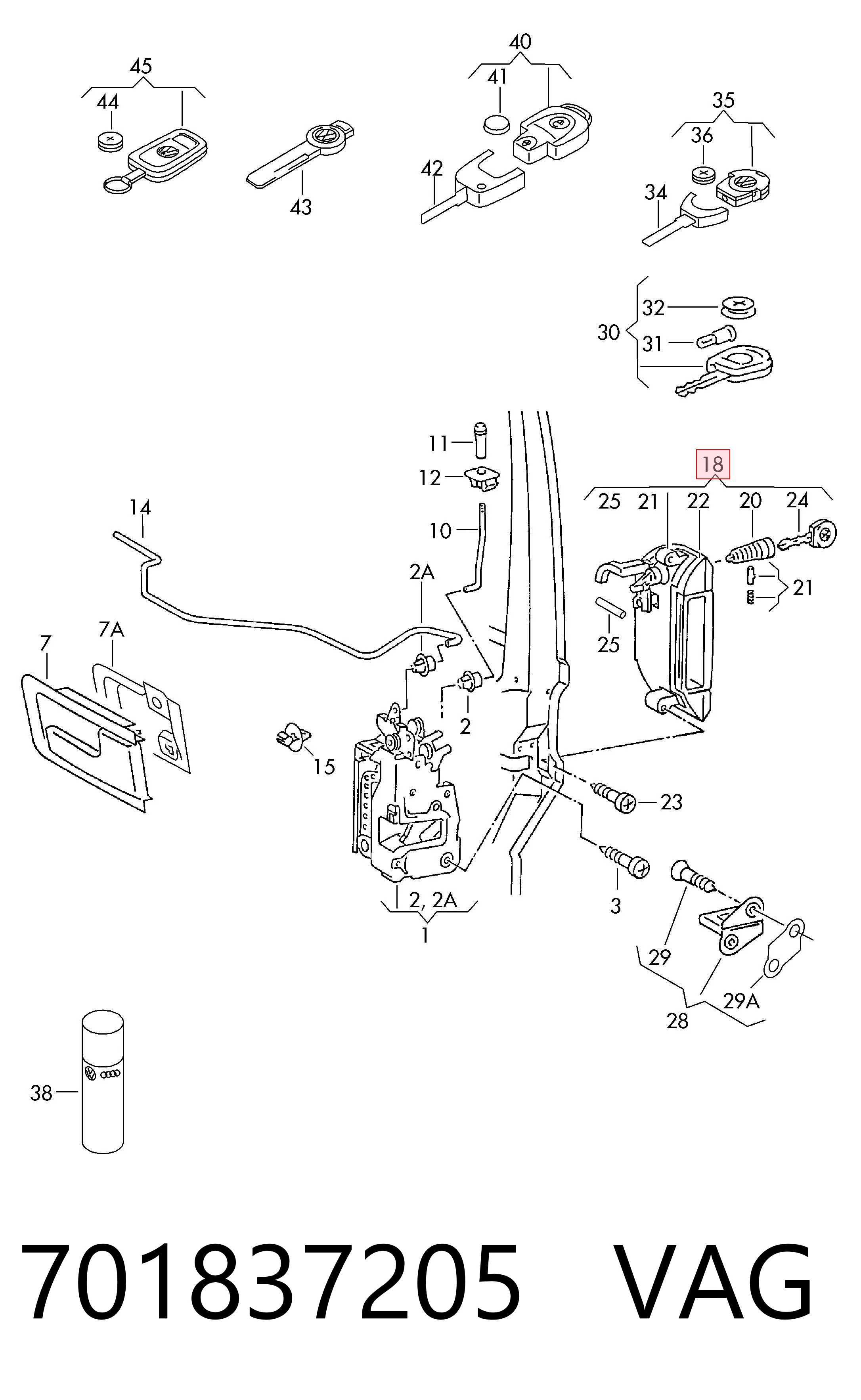 Ручка двери передней наружная левая VAG 701837205 цена, от 21.89 USD