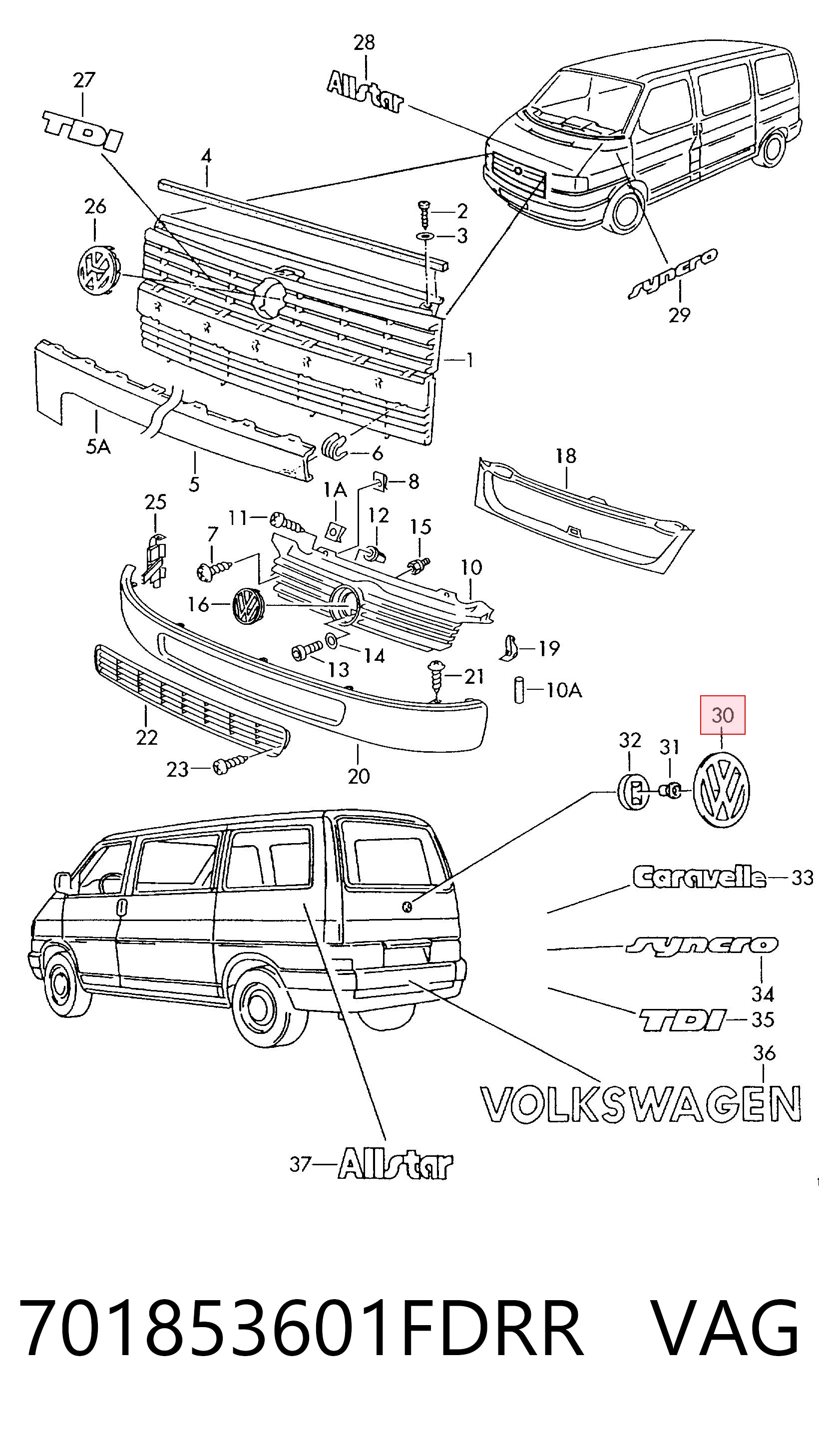 701853601FDRR VAG Фирменный значек на багажник