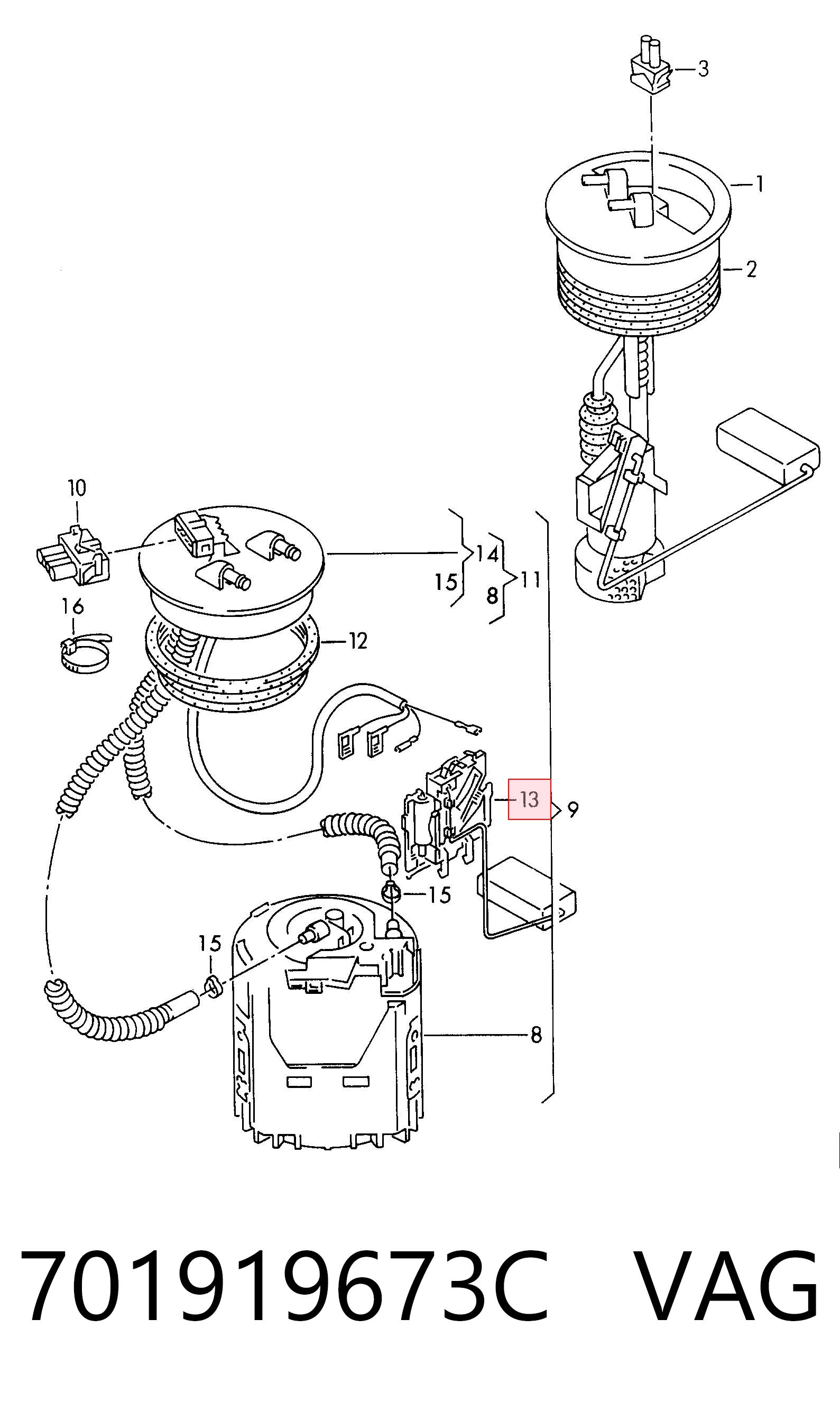 701919673C VAG Датчик уровня топлива в баке