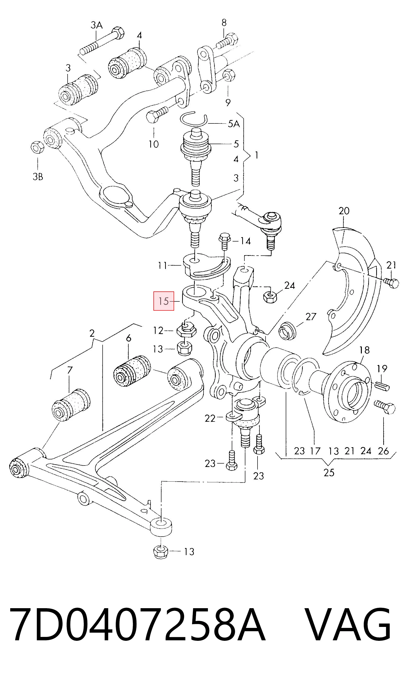 7D0407258A VAG Цапфа правая