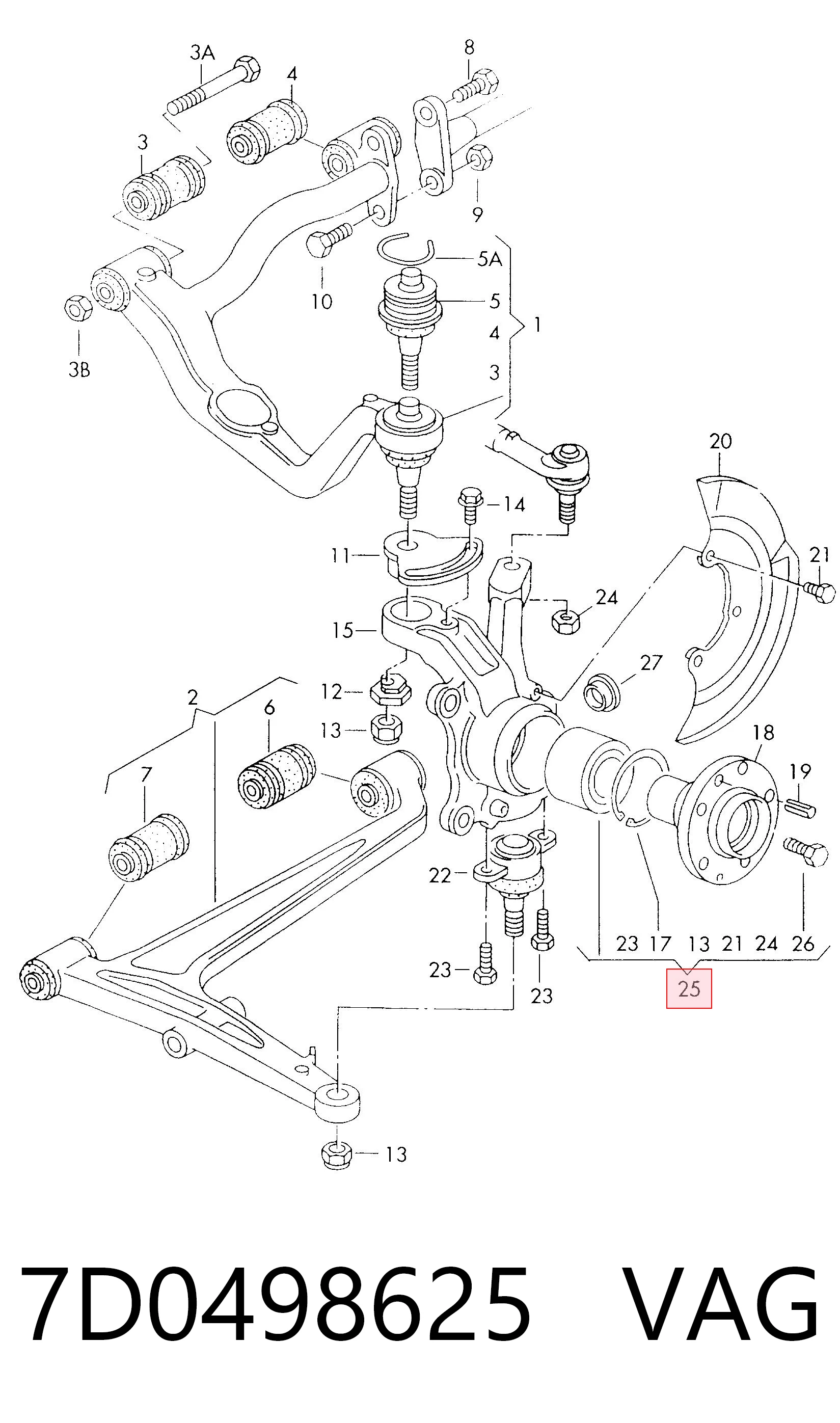 7D0498625 VAG Подшипник ступицы передней