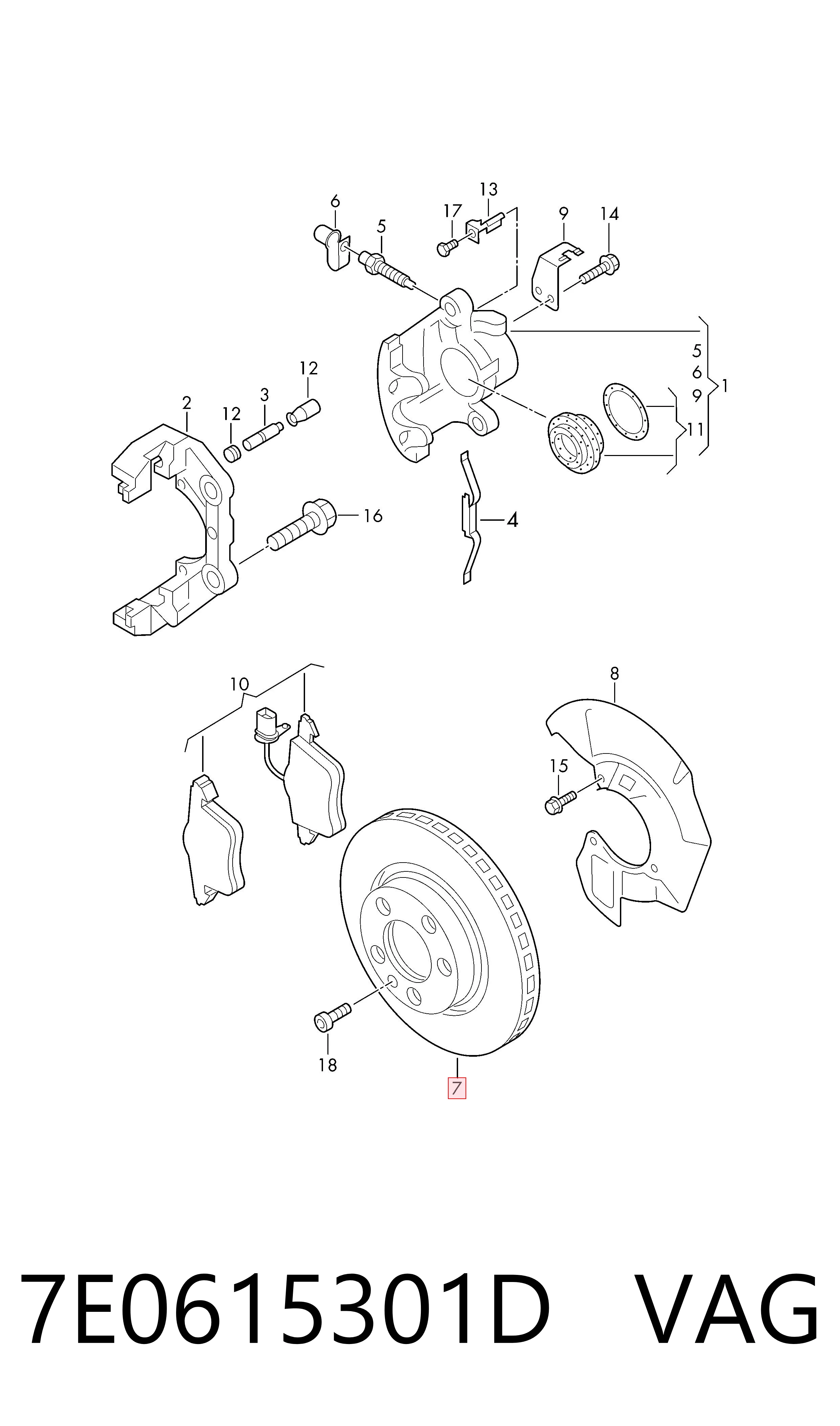 Тормоз дисковый передний VAG 7E0615301D цена, от 70.95 USD