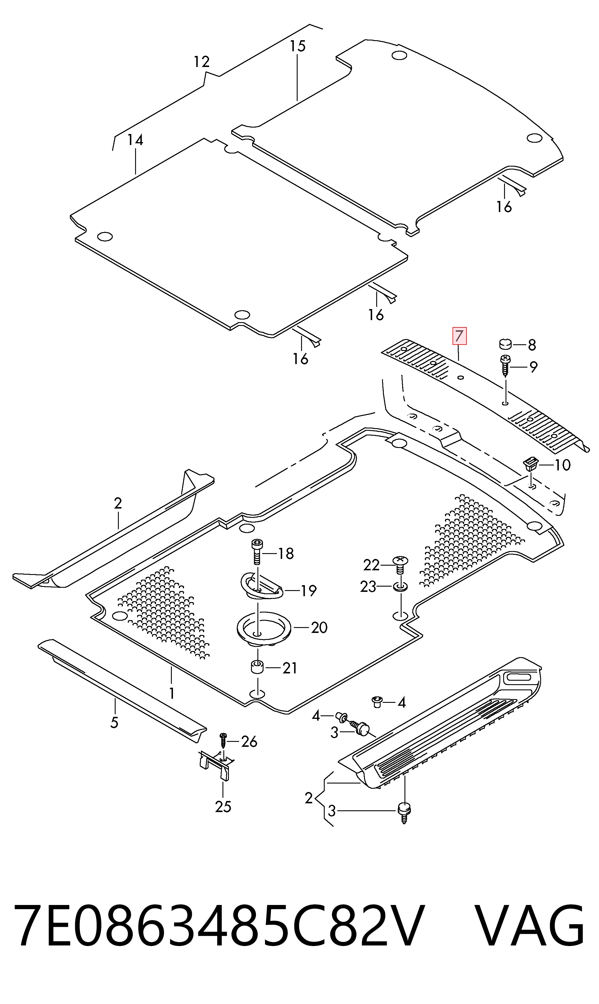 7E0863485C82V VAG Накладка перегородки