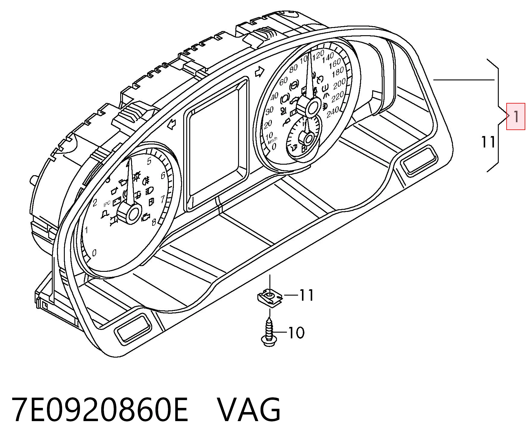 Приборная доска (щиток приборов) VAG 7E0920860E цена, от 80.70 USD
