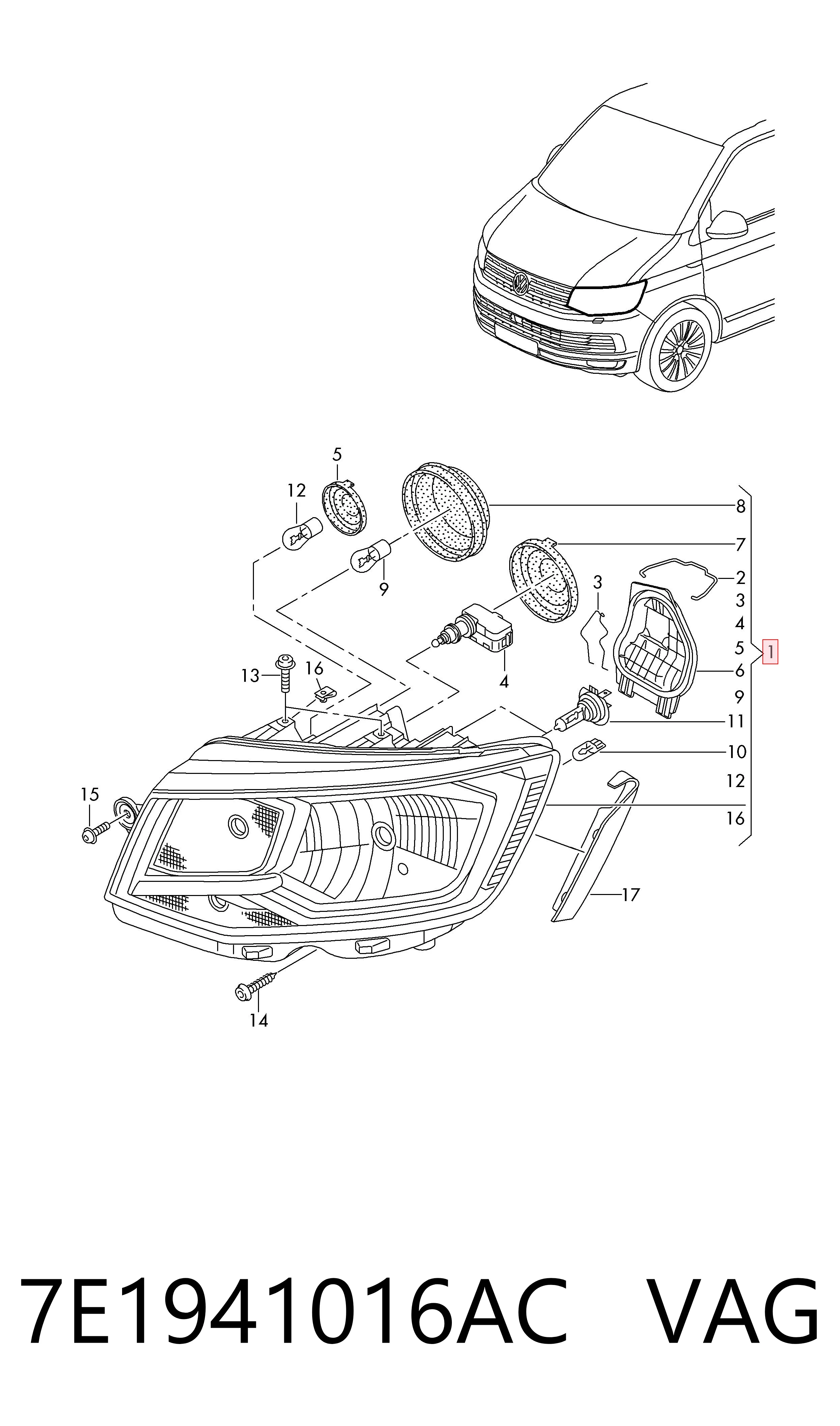 Фара передняя правая на Volkswagen Transporter T6 SGA, SGH, SHA, SHH