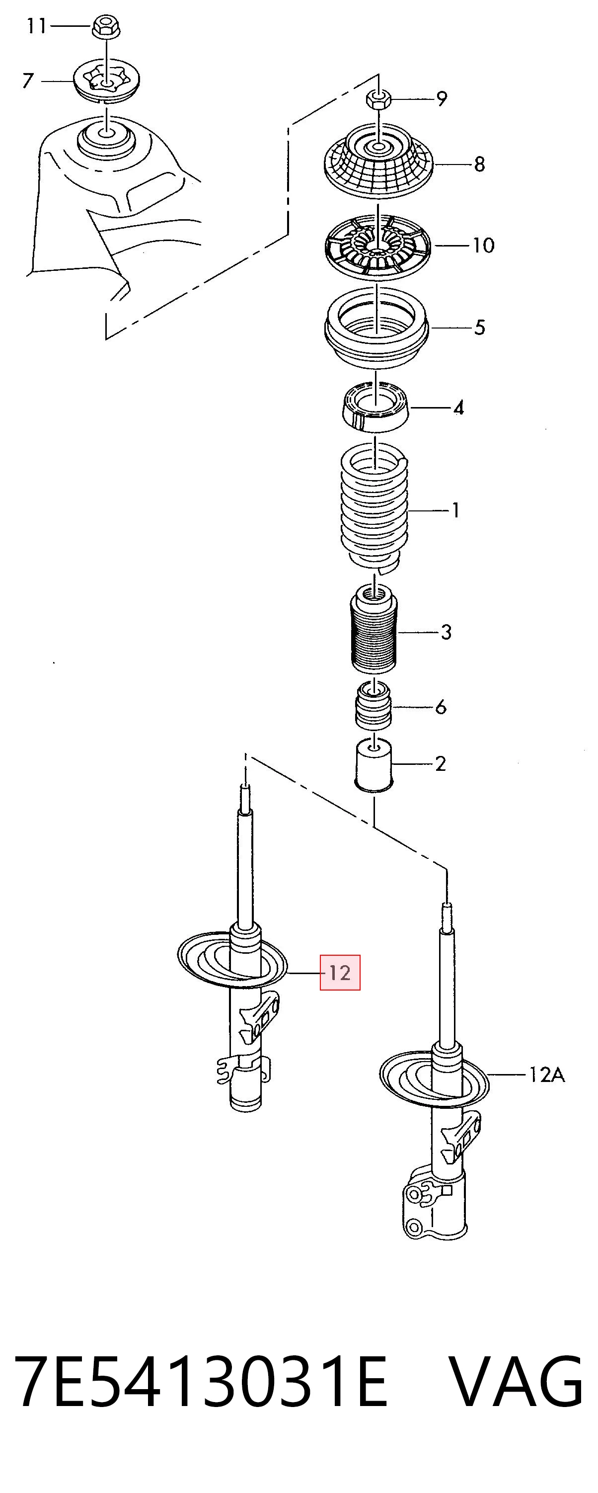 Стойка передняя левая Фольксваген Транспортер T6