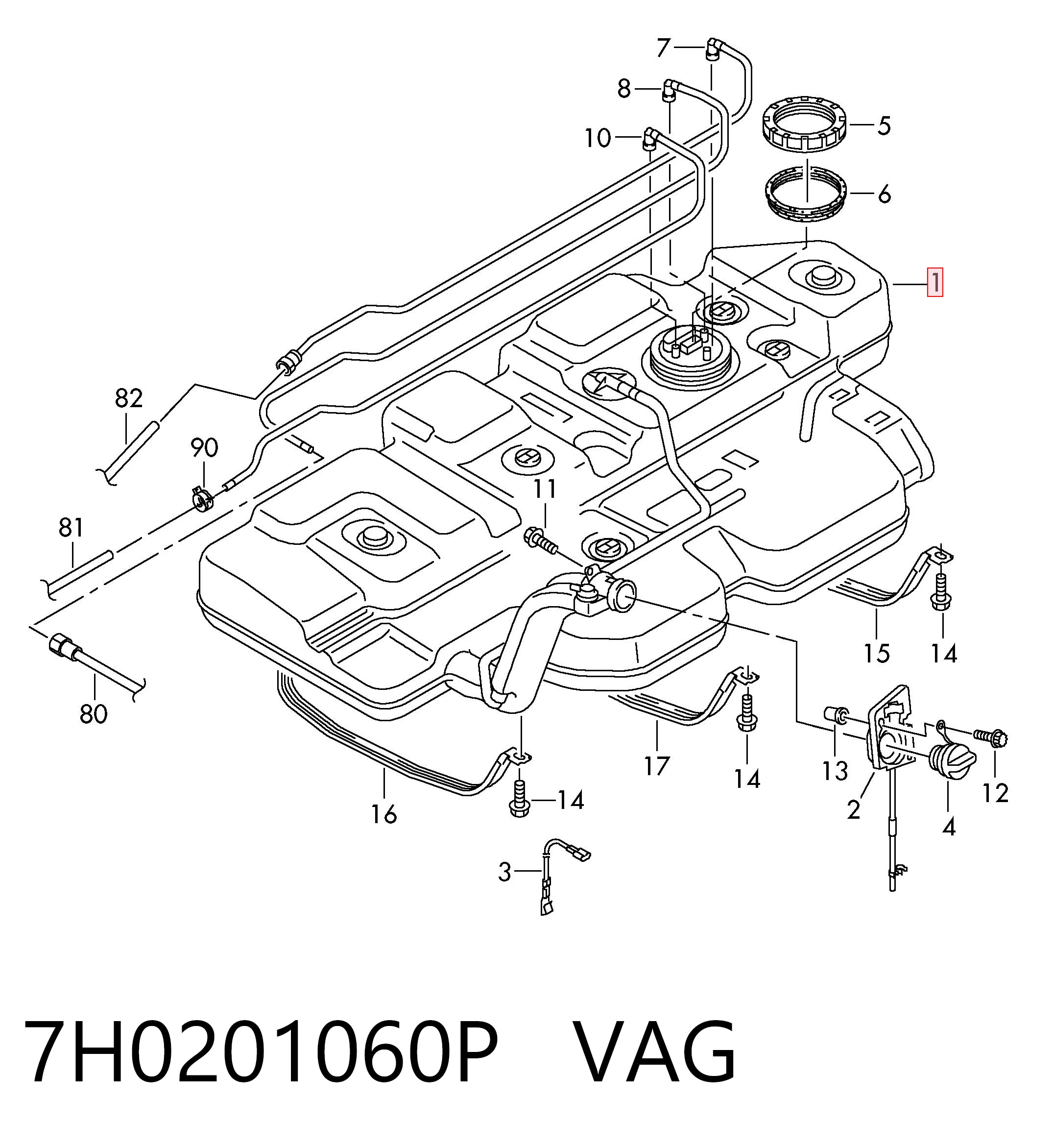 Бак топливный на Volkswagen Transporter T6 SGA, SGH, SHA, SHH