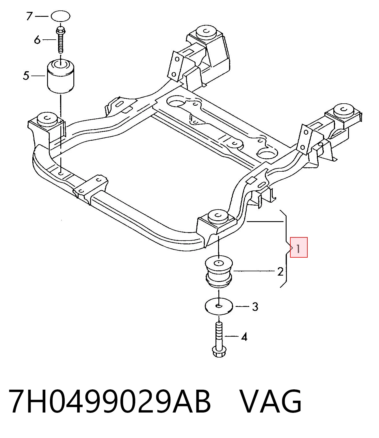 Купить Подрамник передний Фольксваген Мультиван T5 7HM, 7HN, 7HF, 7EF, 7EM, 7EN