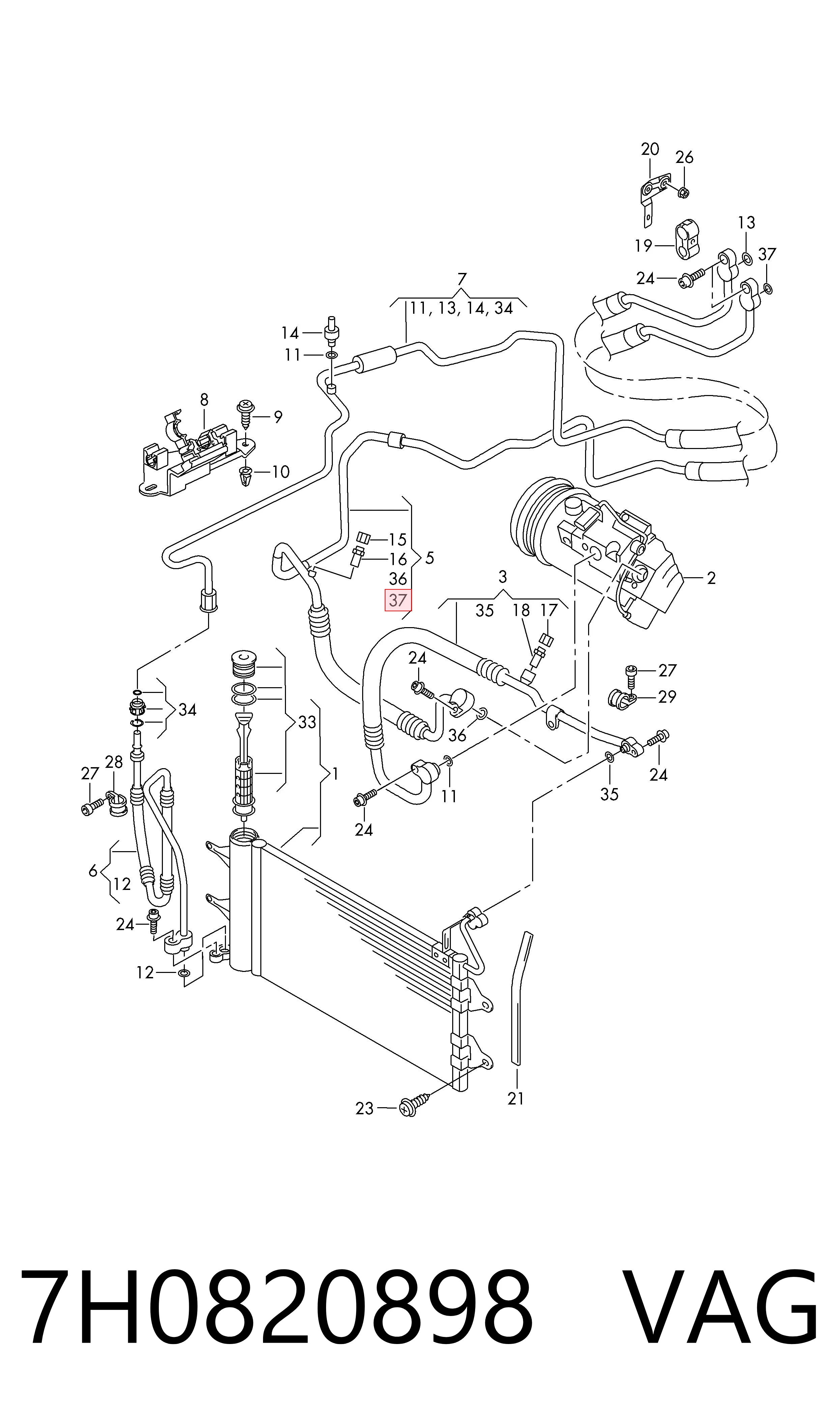 Купить 1J0820749 Porsche Уплотнительное кольцо трубки кондиционера