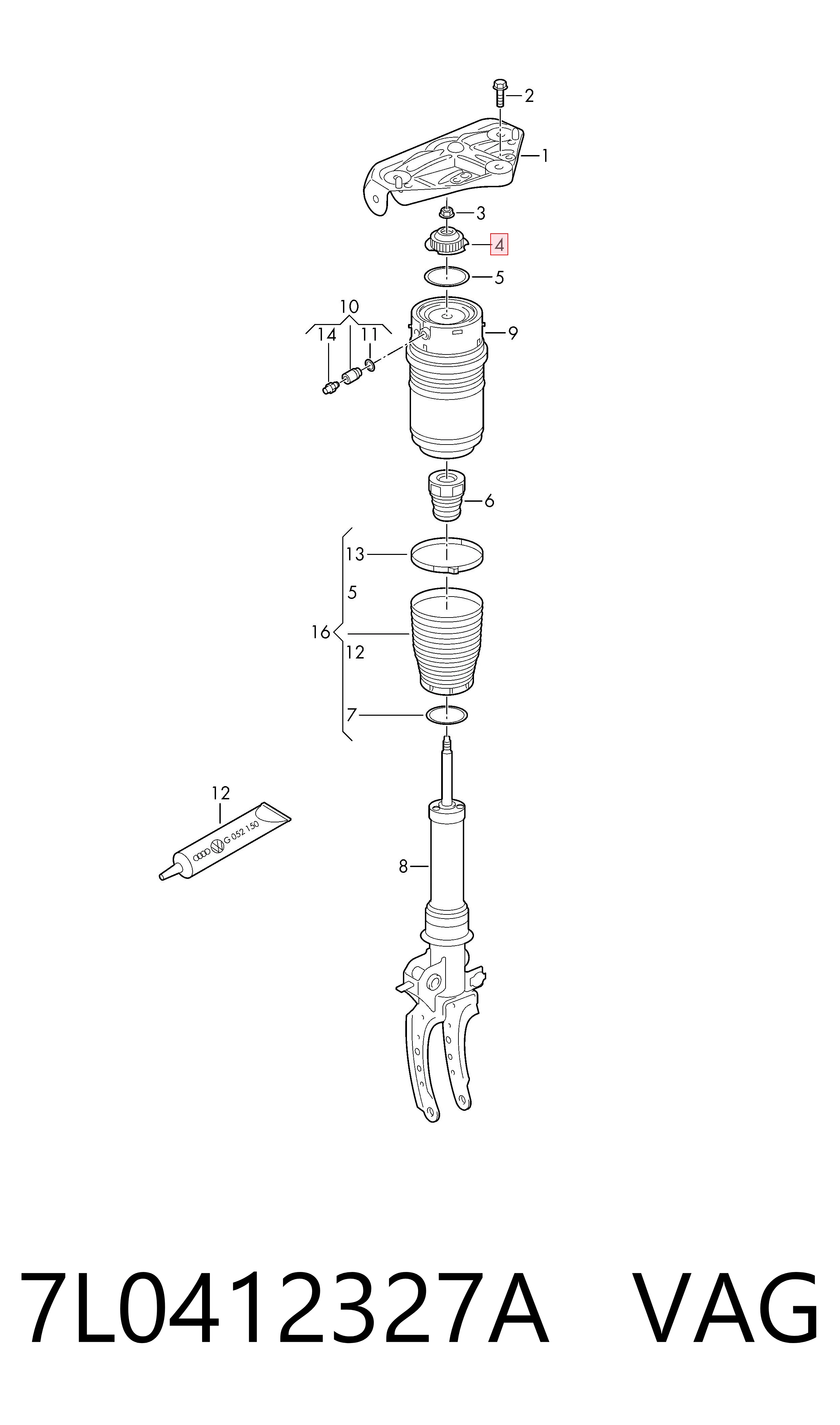 7L0412327A VAG Подушка амортизатора переднего