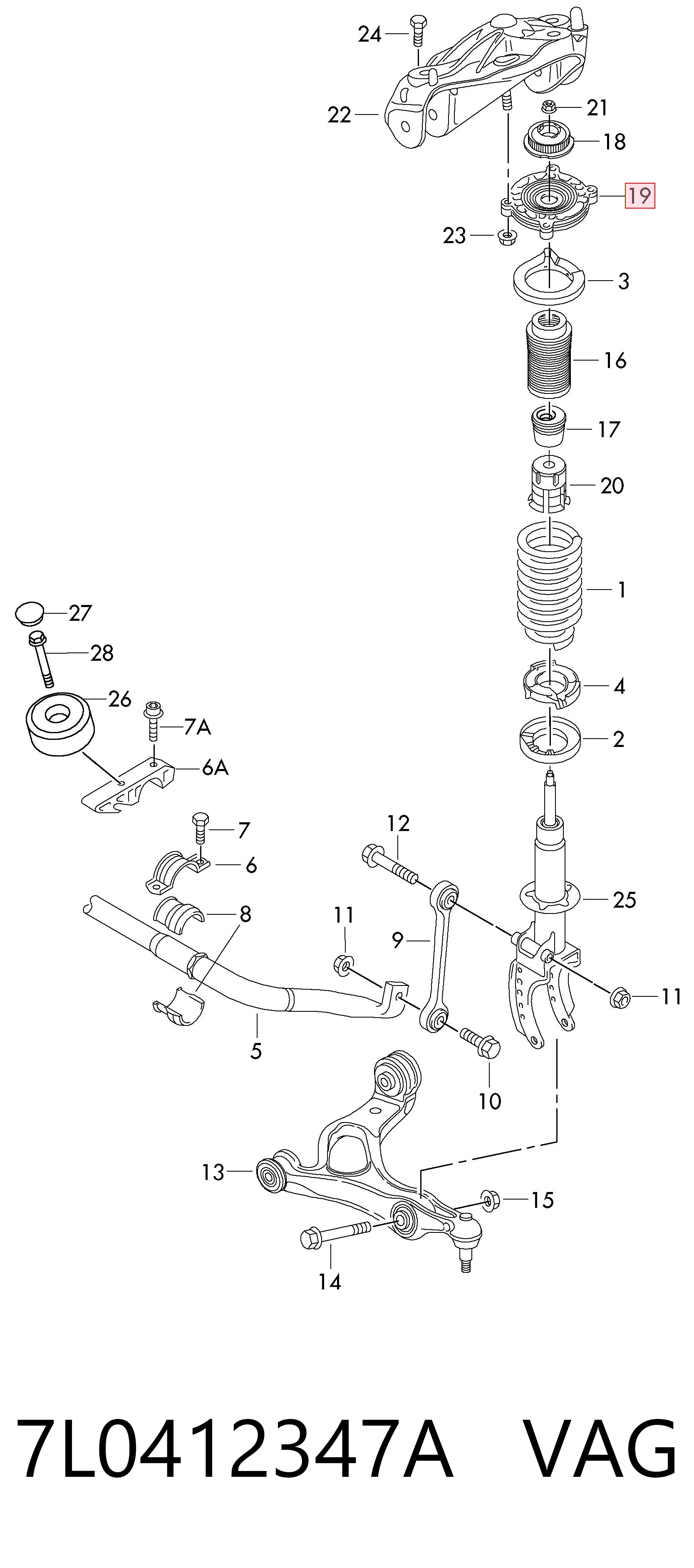 7L0412347A VAG Подушка амортизатора переднего