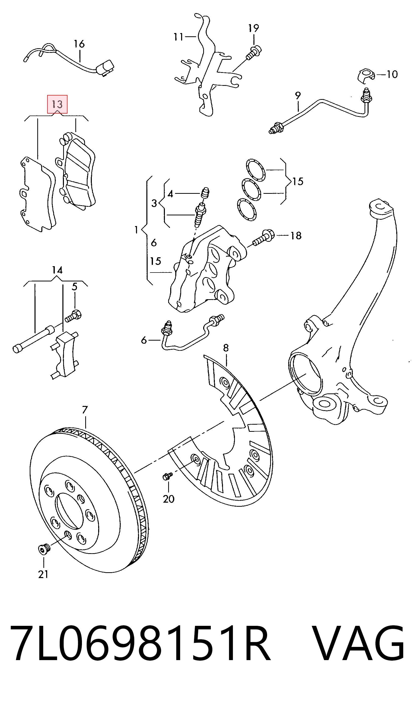 7L0698151R VAG Колодки передние
