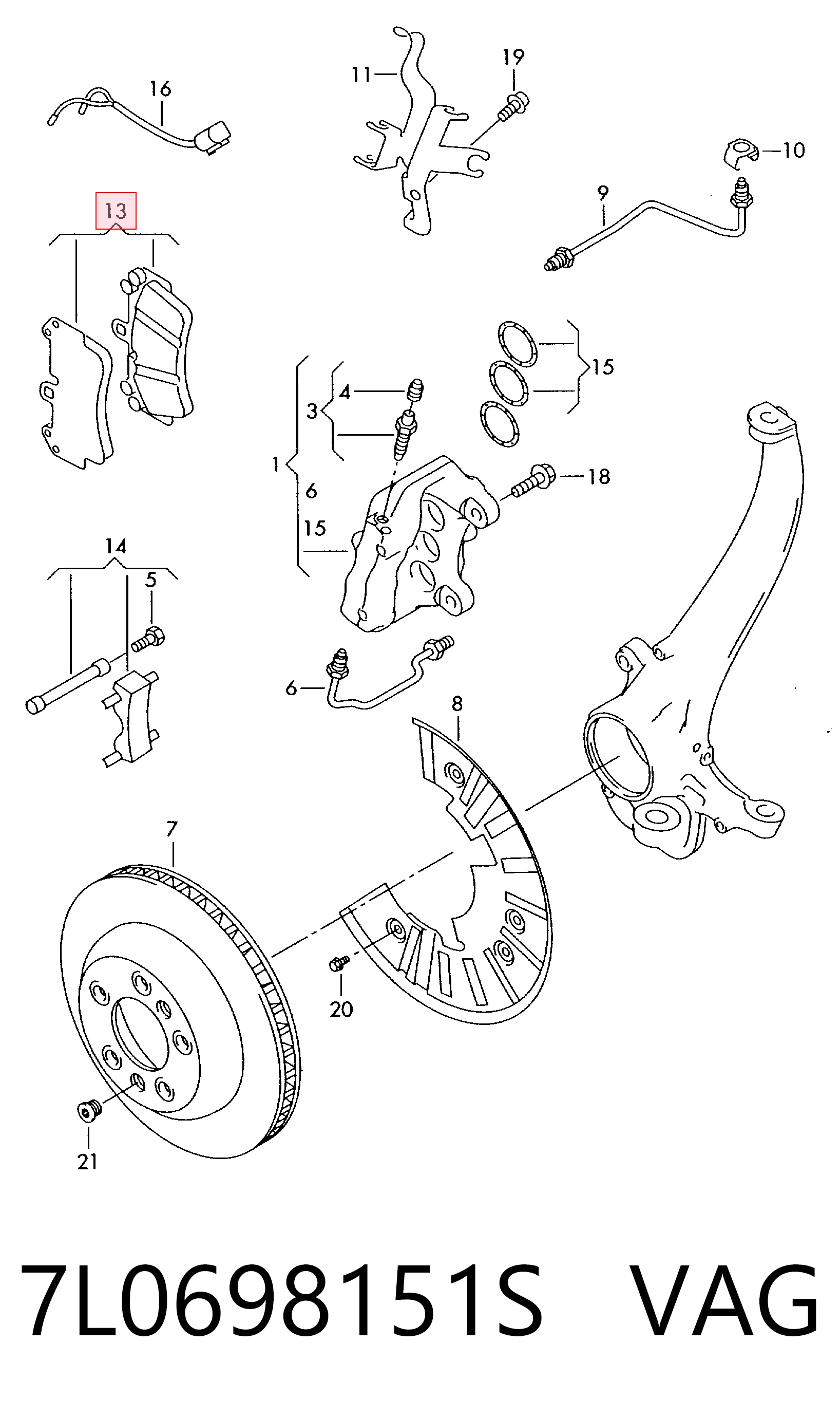 Колодки тормозные передние дисковые VAG 7L0698151S