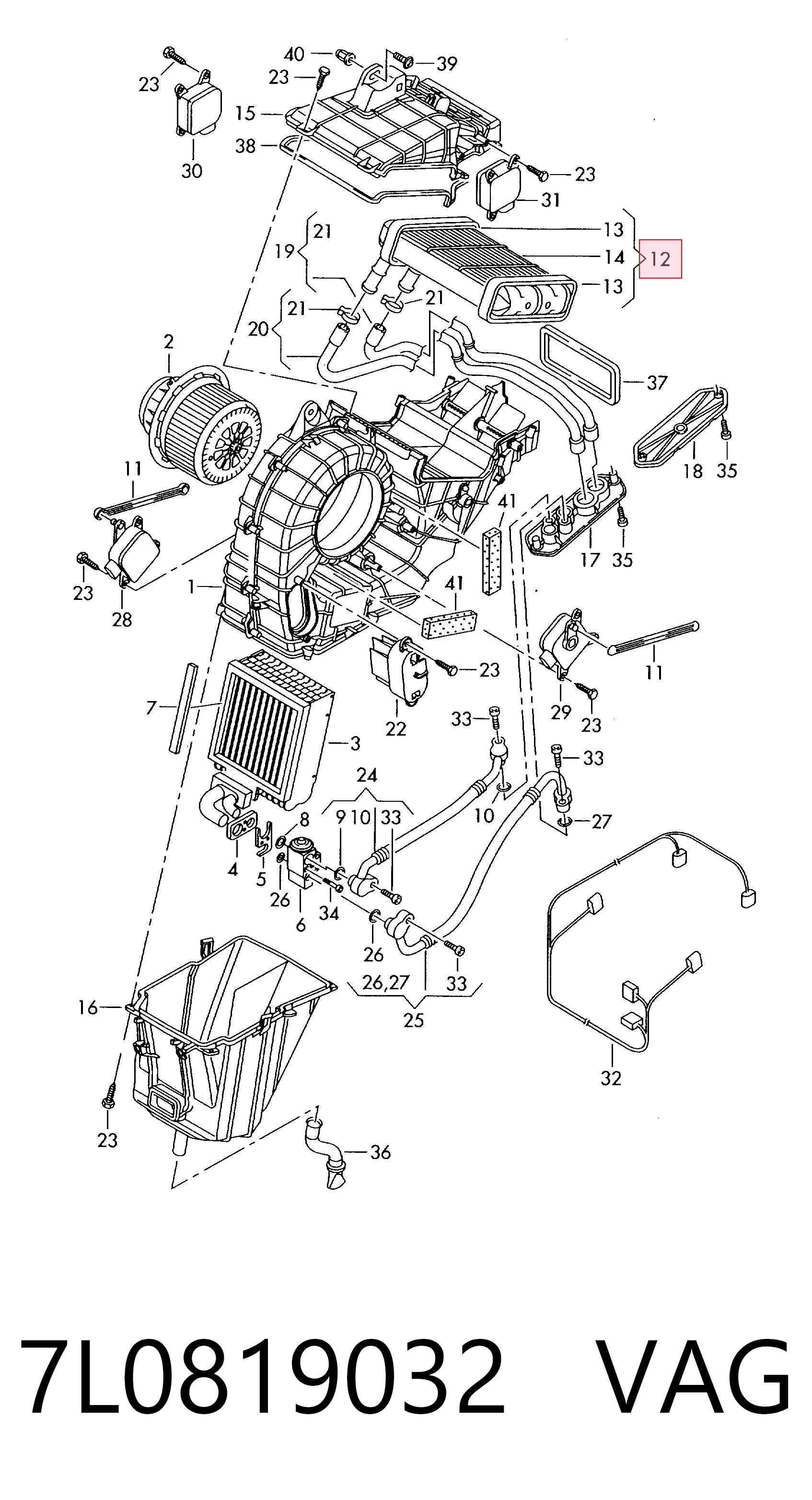 7L0819032 Porsche Отопление кузова заднее