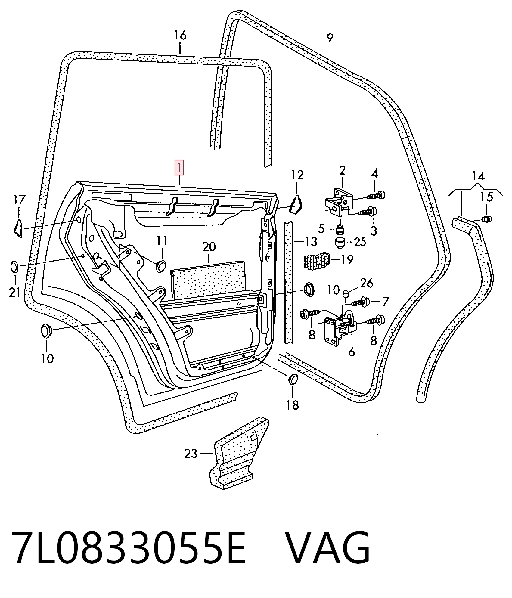 Дверь пассажирская задняя левая на Volkswagen Touareg I 7LA, 7L6, 7L7