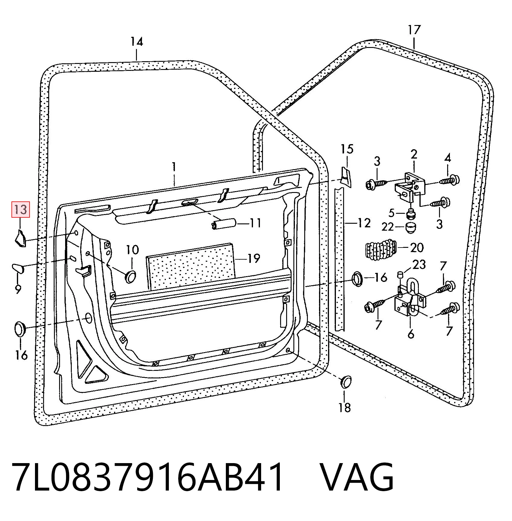 7L0837916C Porsche Карта двери передней правой