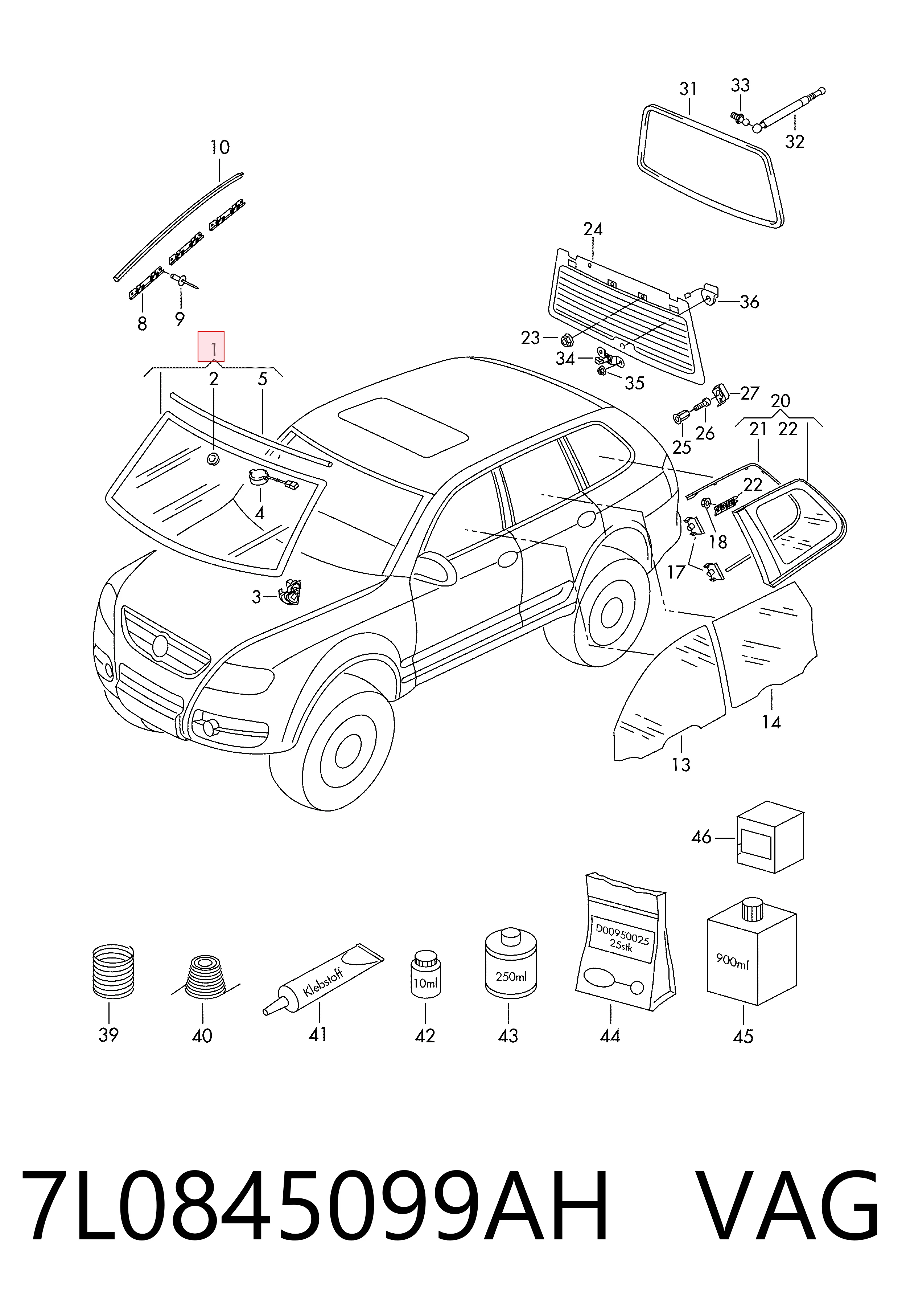 7L0845099AH VAG Автостекло