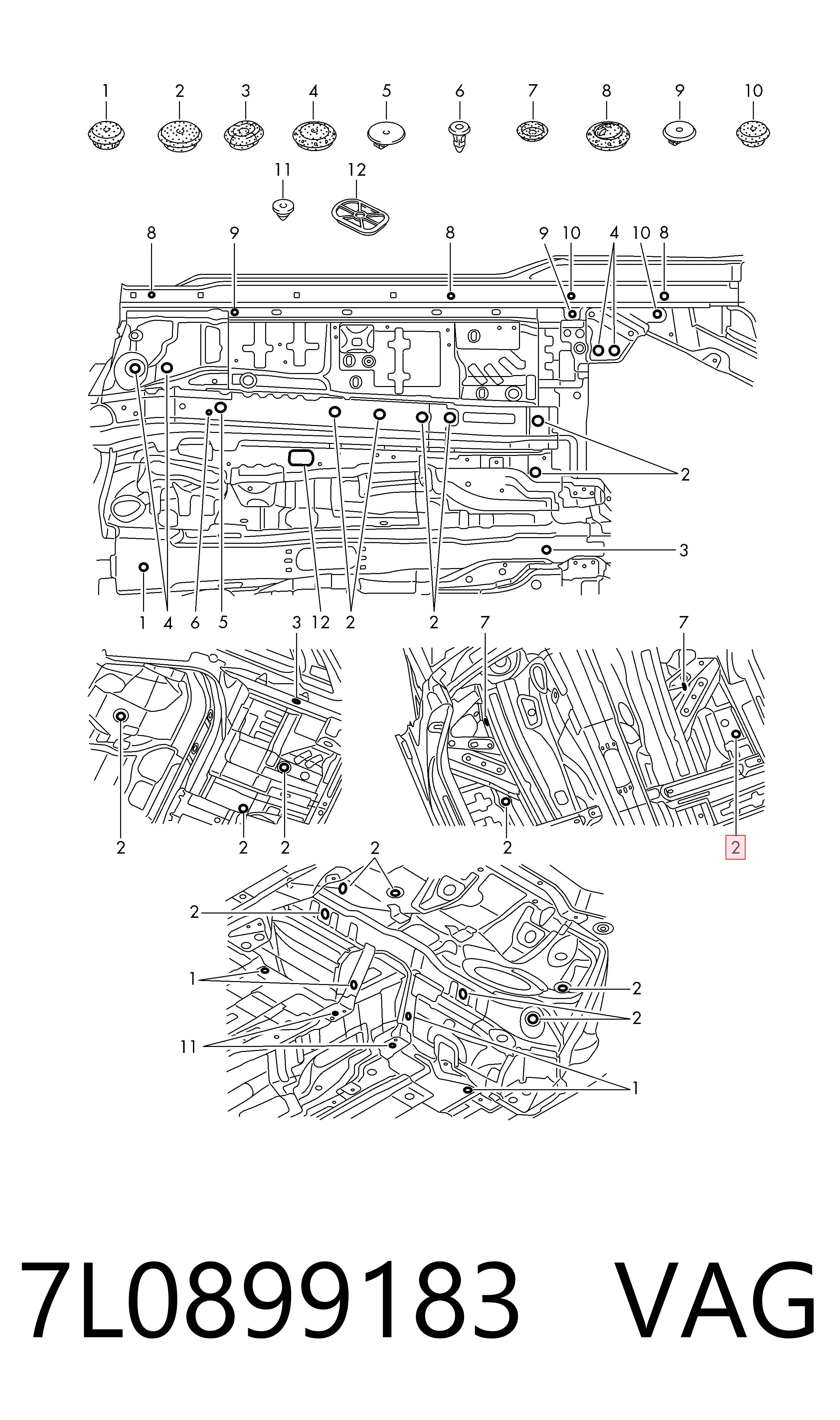 7L0899183 VAG Заглушка днища кузова