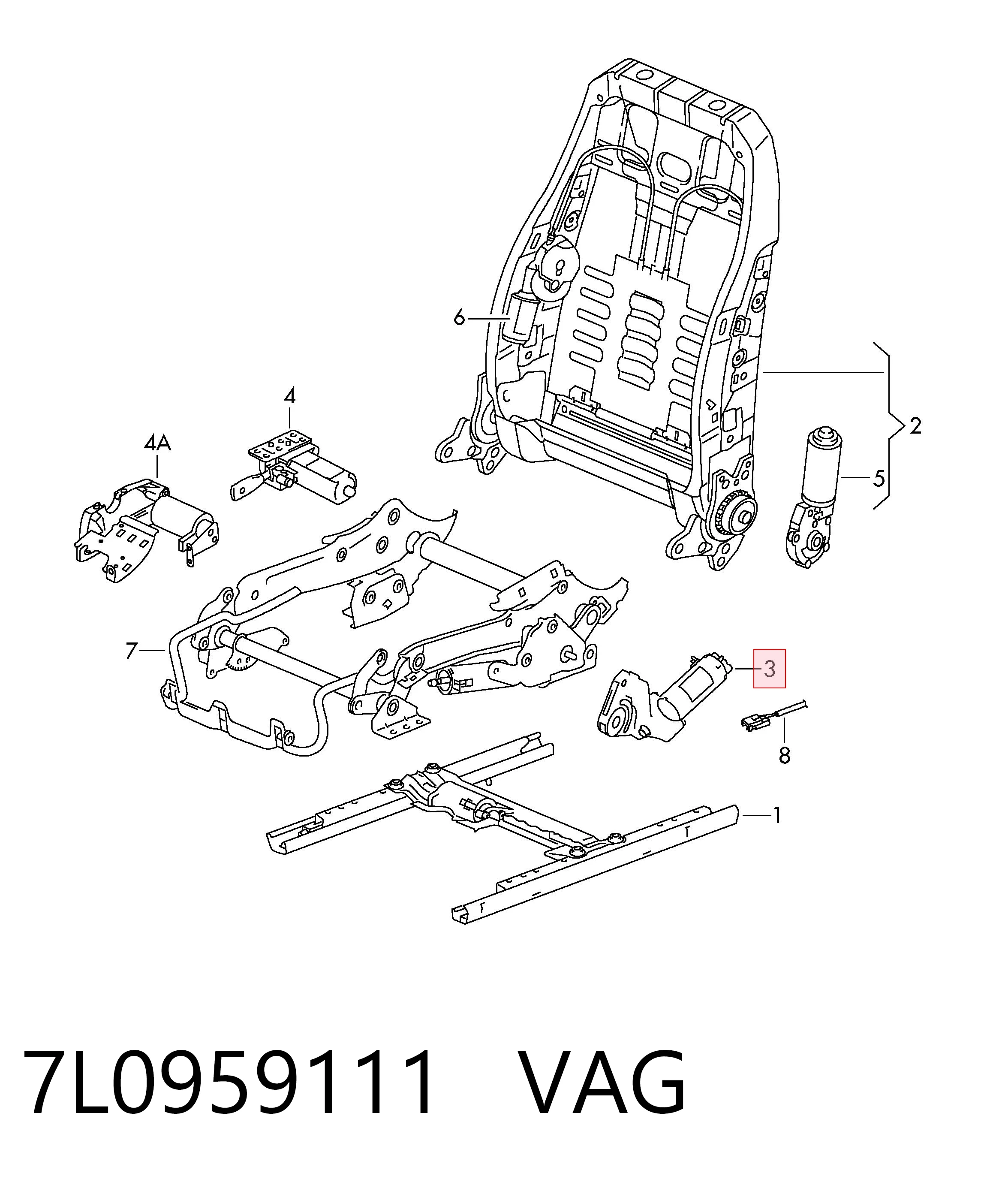 7L0959111 VAG Механизм регулирования положения переднего сиденья