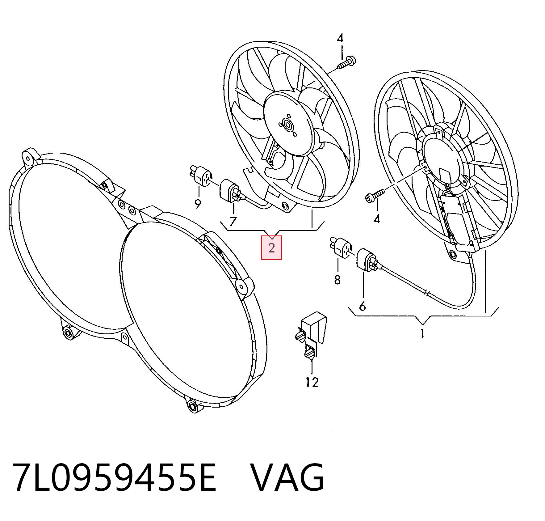 7L0959455E VAG Вентилятор системы охлаждения правый