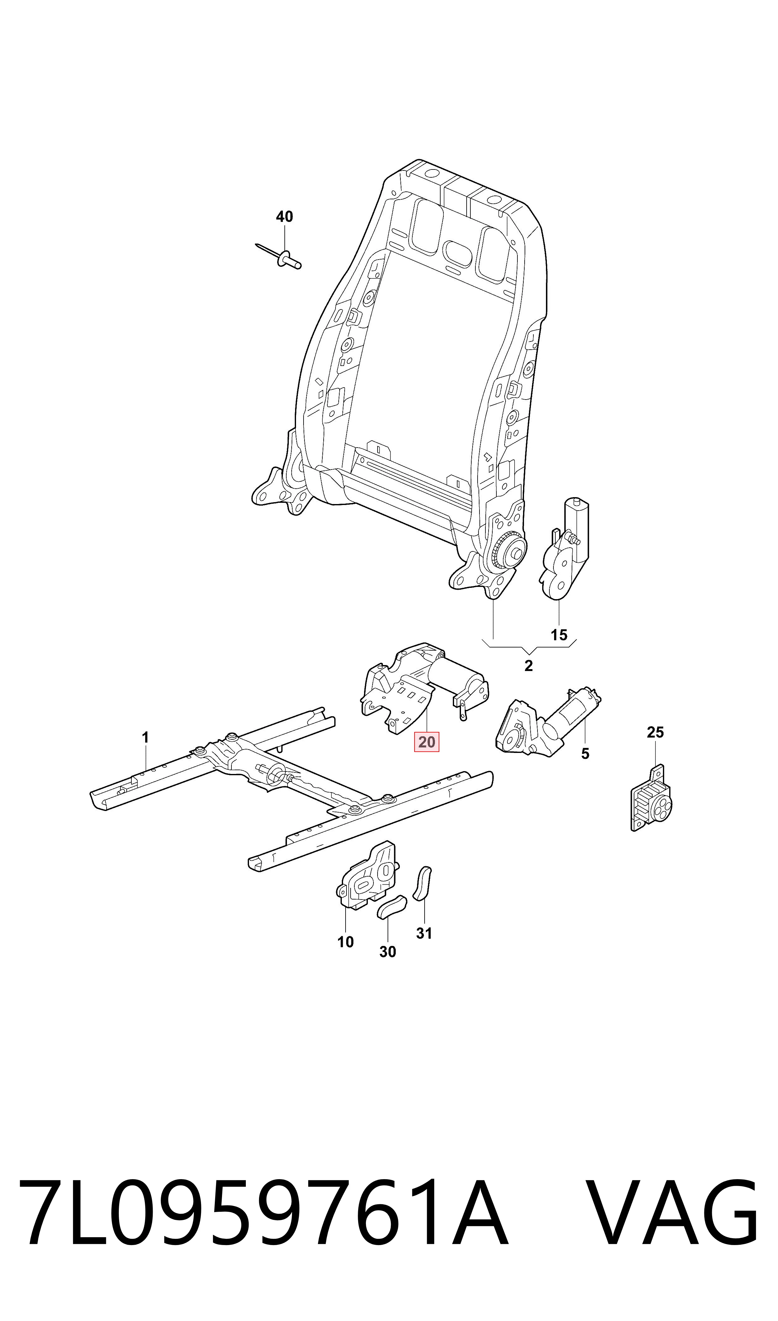 7L0959761A VAG Механизм регулирования положения переднего сиденья