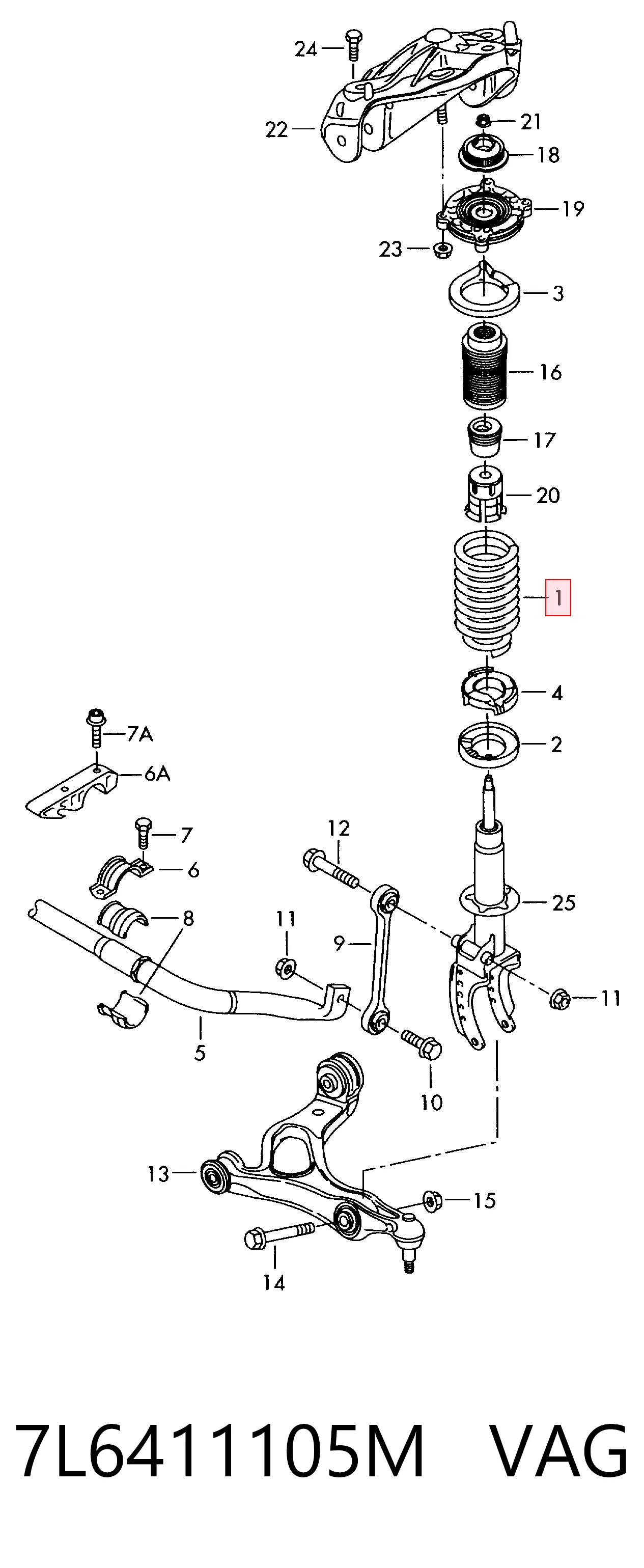 7L6411105M VAG Пружина передней подвески