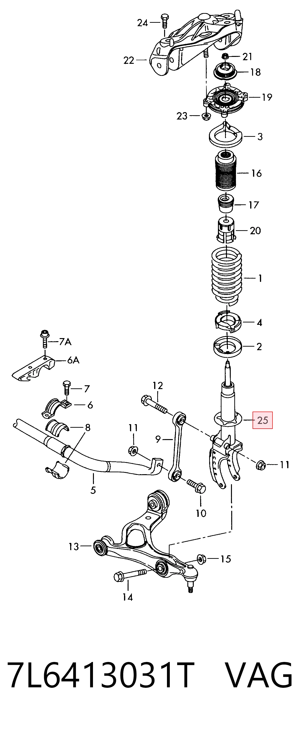 7L6413031T VAG Амортизатор передний левый