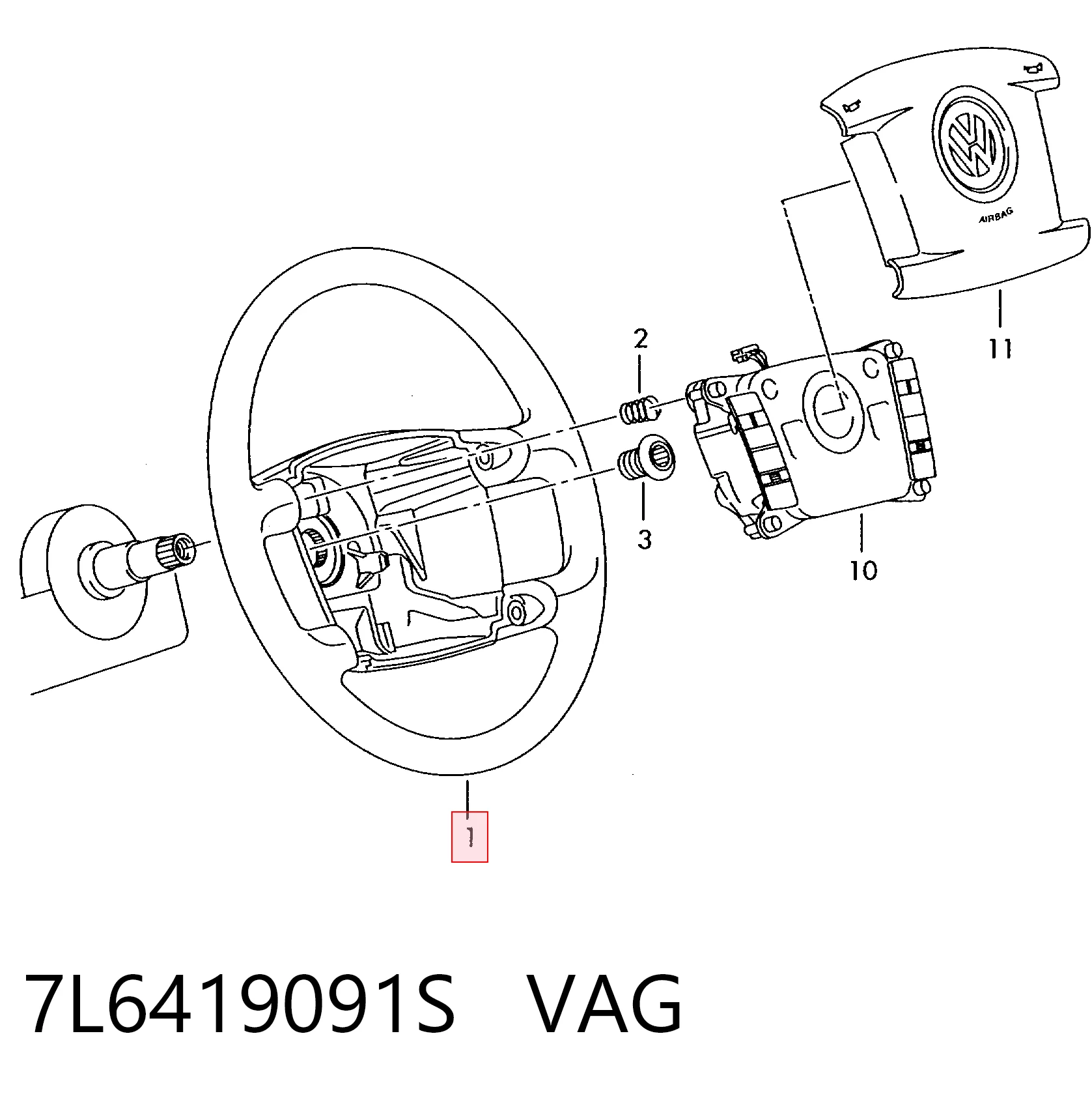 Колесо рулевое на Volkswagen Phaeton I 3D1, 3D2, 3D3, 3D4, 3D6, 3D7, 3D8, 3D9