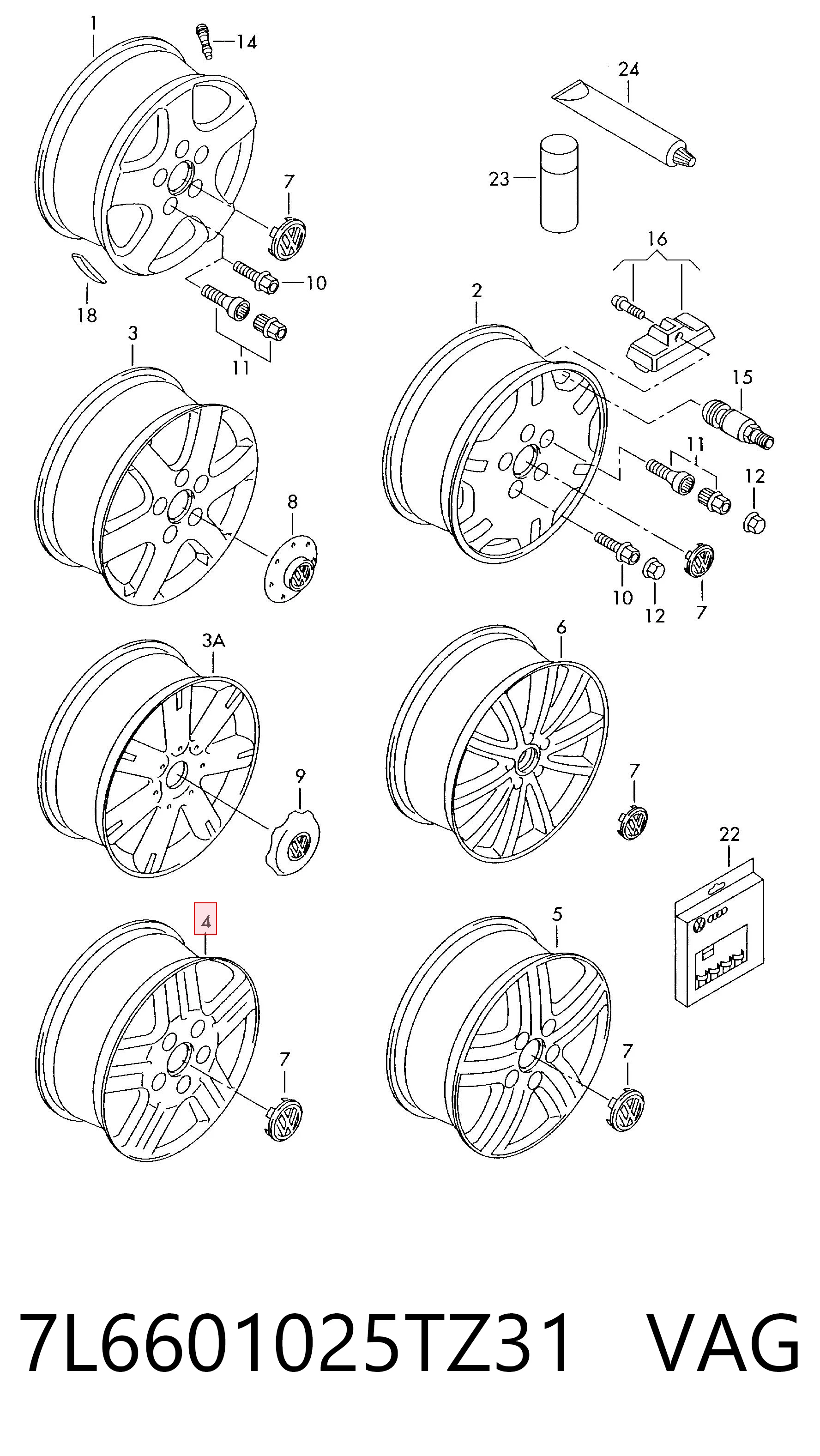 7L6601025TZ31 VAG Оригинальные диски