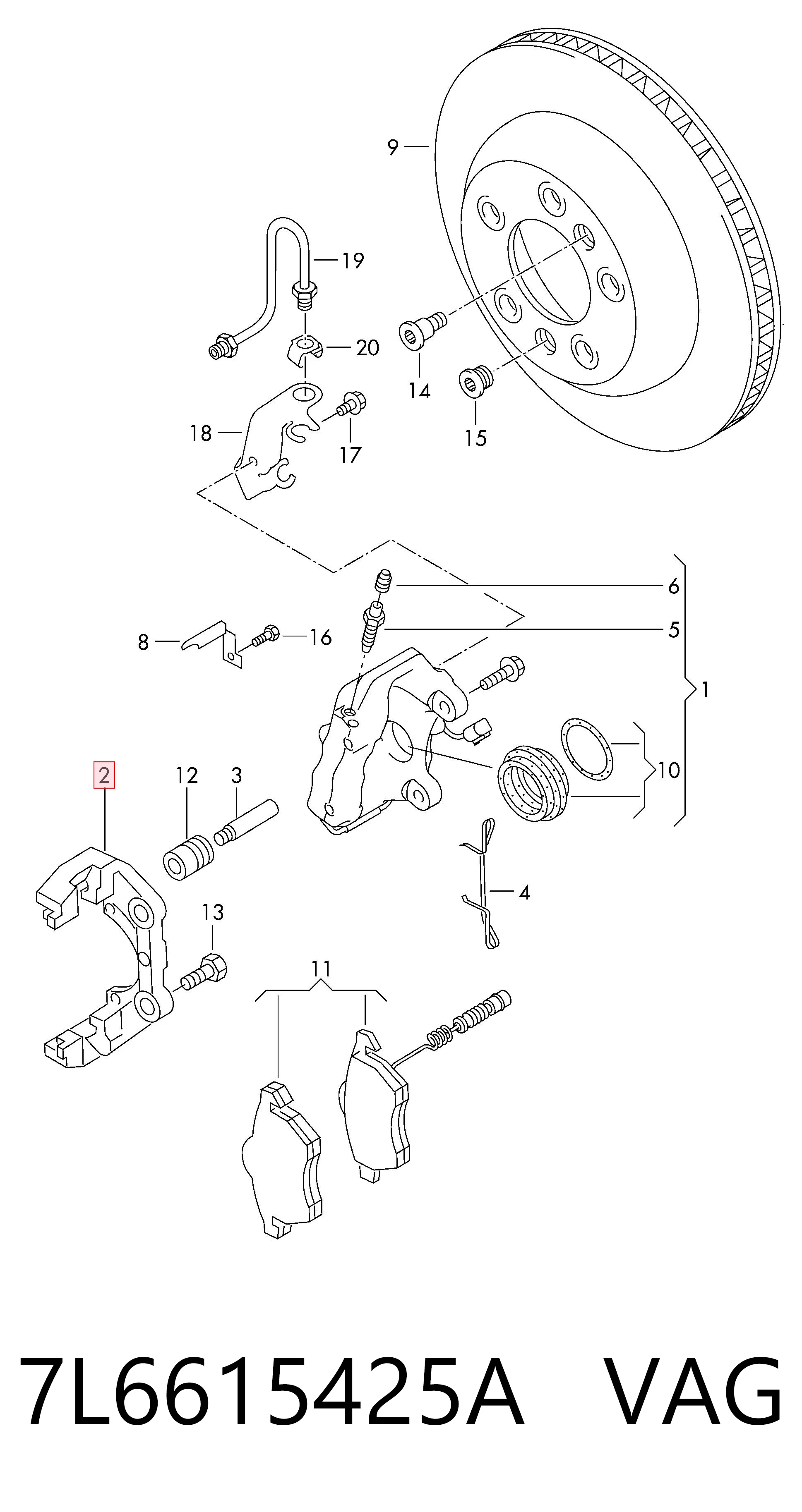 Купить Скоба заднего суппорта Фольксваген Мультиван T5 7HM, 7HN, 7HF, 7EF, 7EM, 7EN