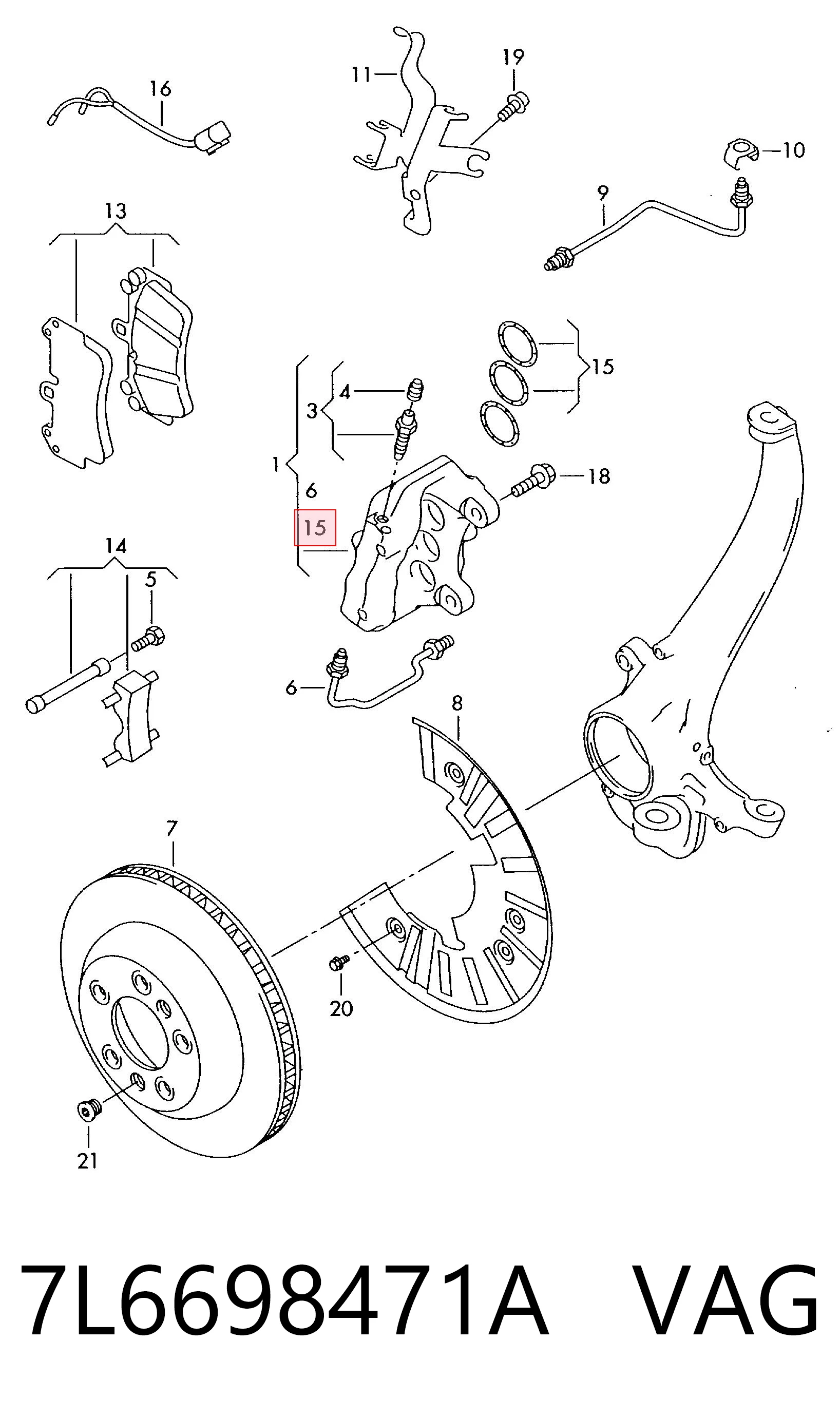 Ремкомплект тормозной системы VAG 7L6698471A цена, от 18.48 USD