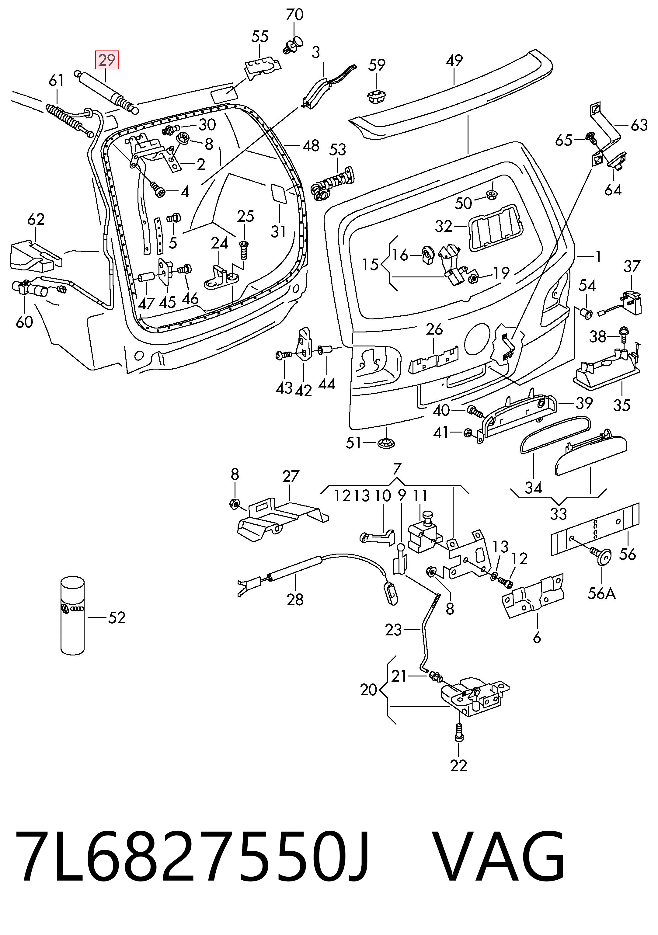 Купить 3G827004 AND Амортизатор двери багажника