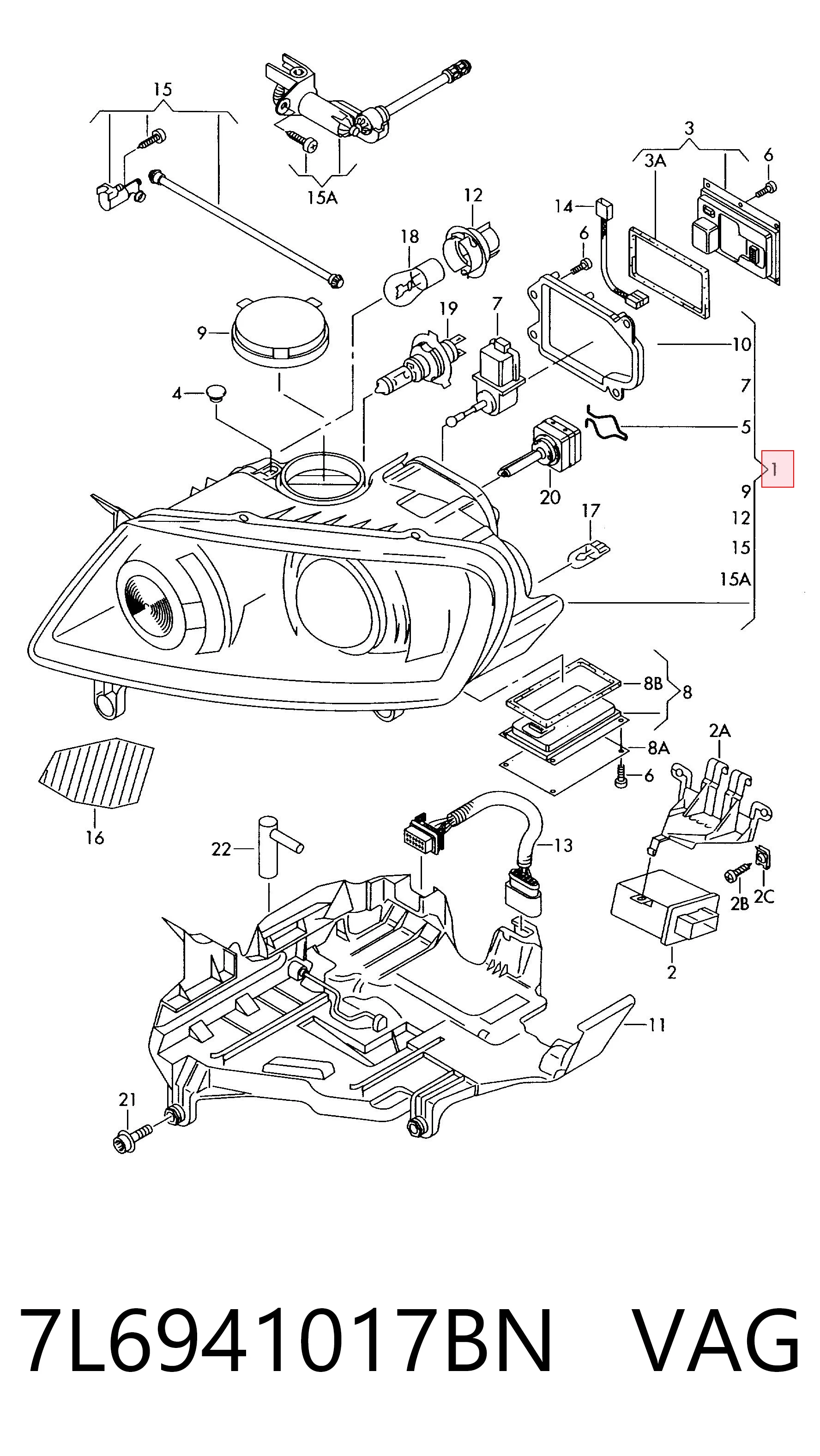 Фара левая VAG 7L6941017BN цена, от 382.90 USD