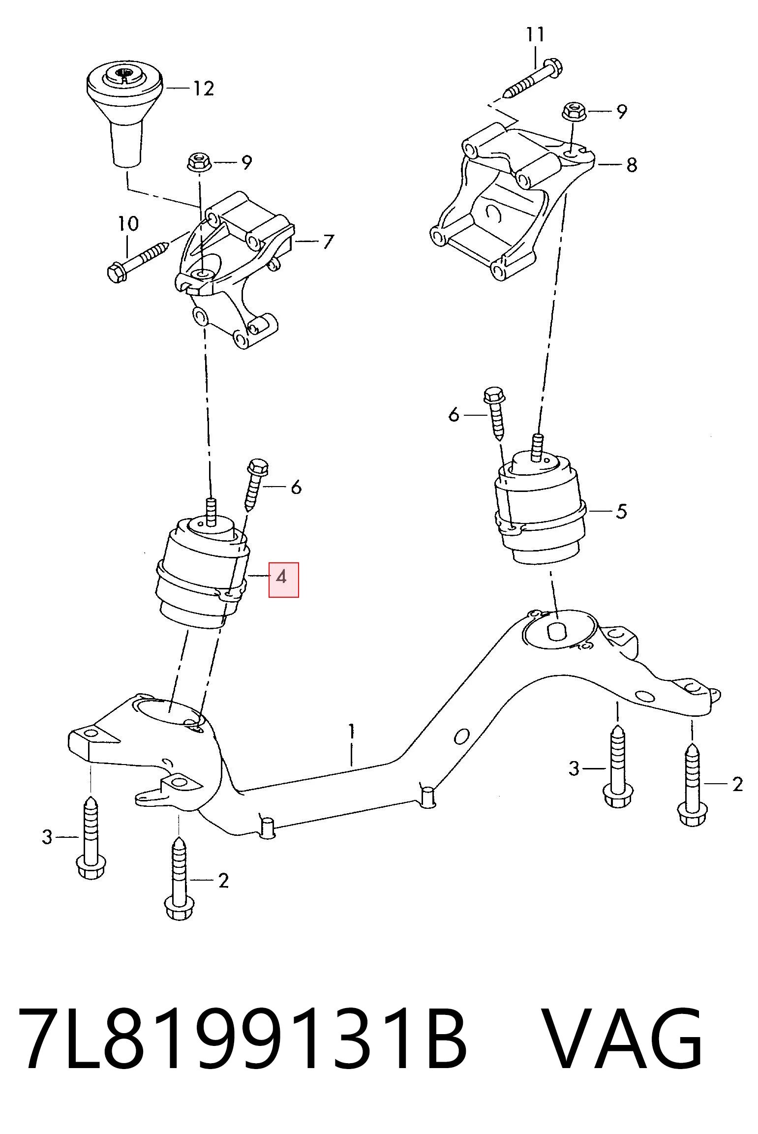 Подушка (опора) двигателя, левая на Audi Q7  4LB