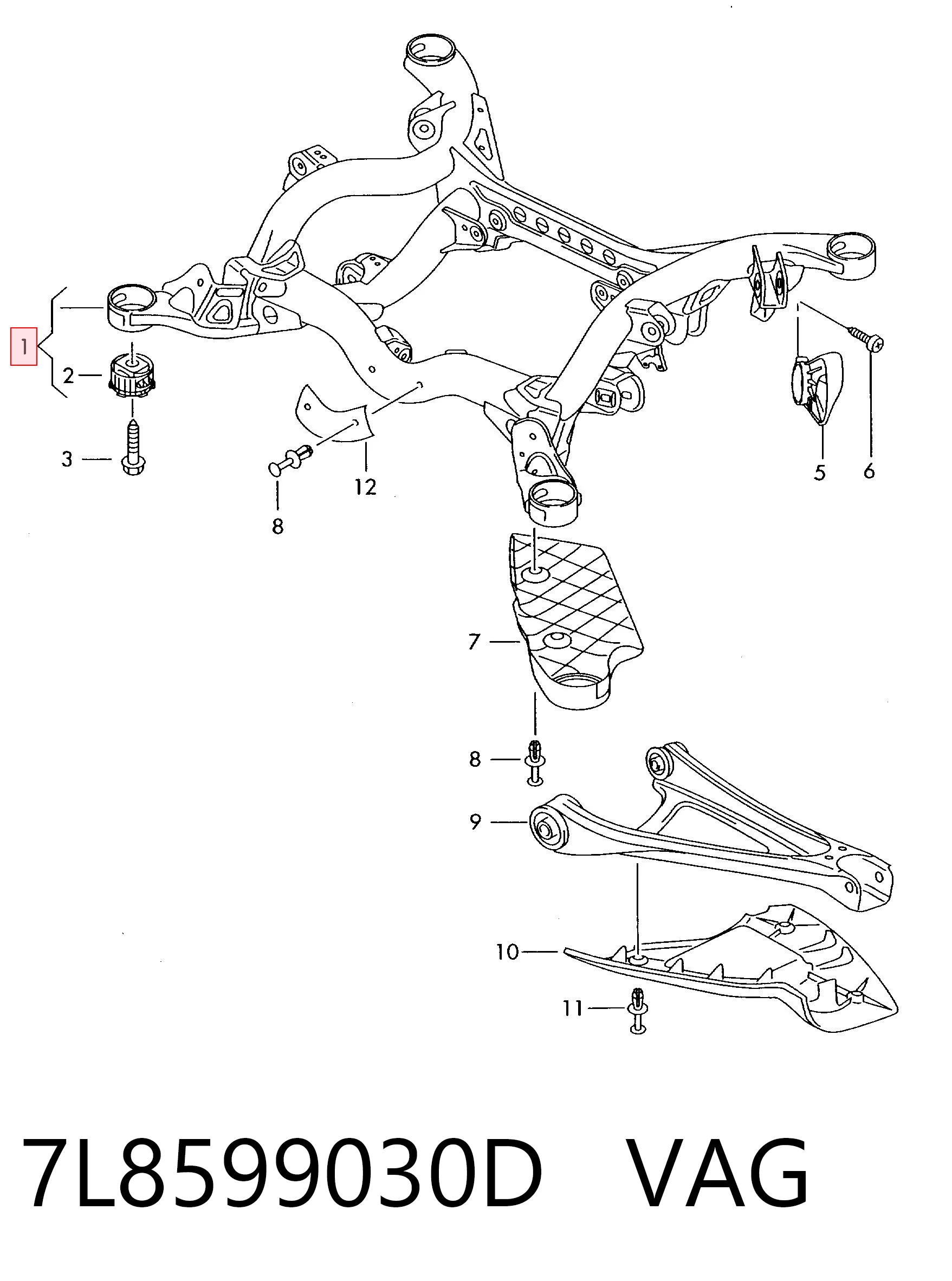 Балка задней подвески поперечная Audi Q7 внедорожник (4LB) (2006 - 2016) цена, от 37.99 USD