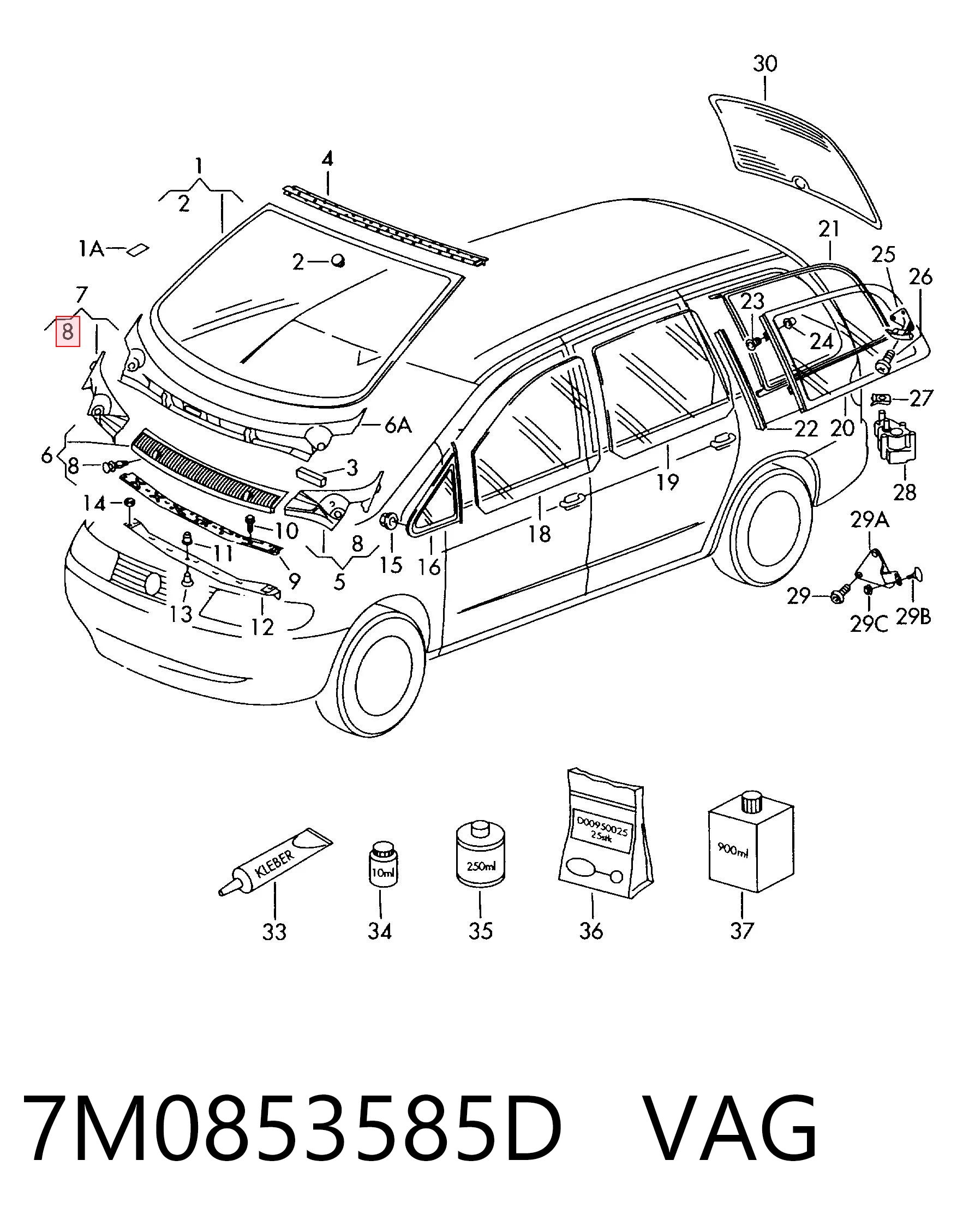 7M0853585D VAG Автостекло