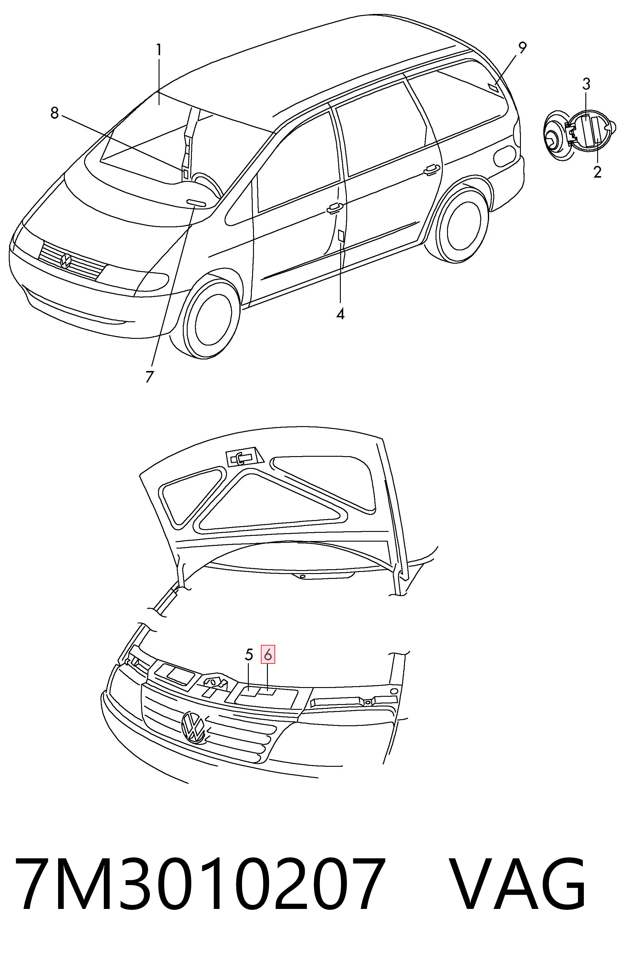 7M3010207 VAG Фирменный значек на багажник