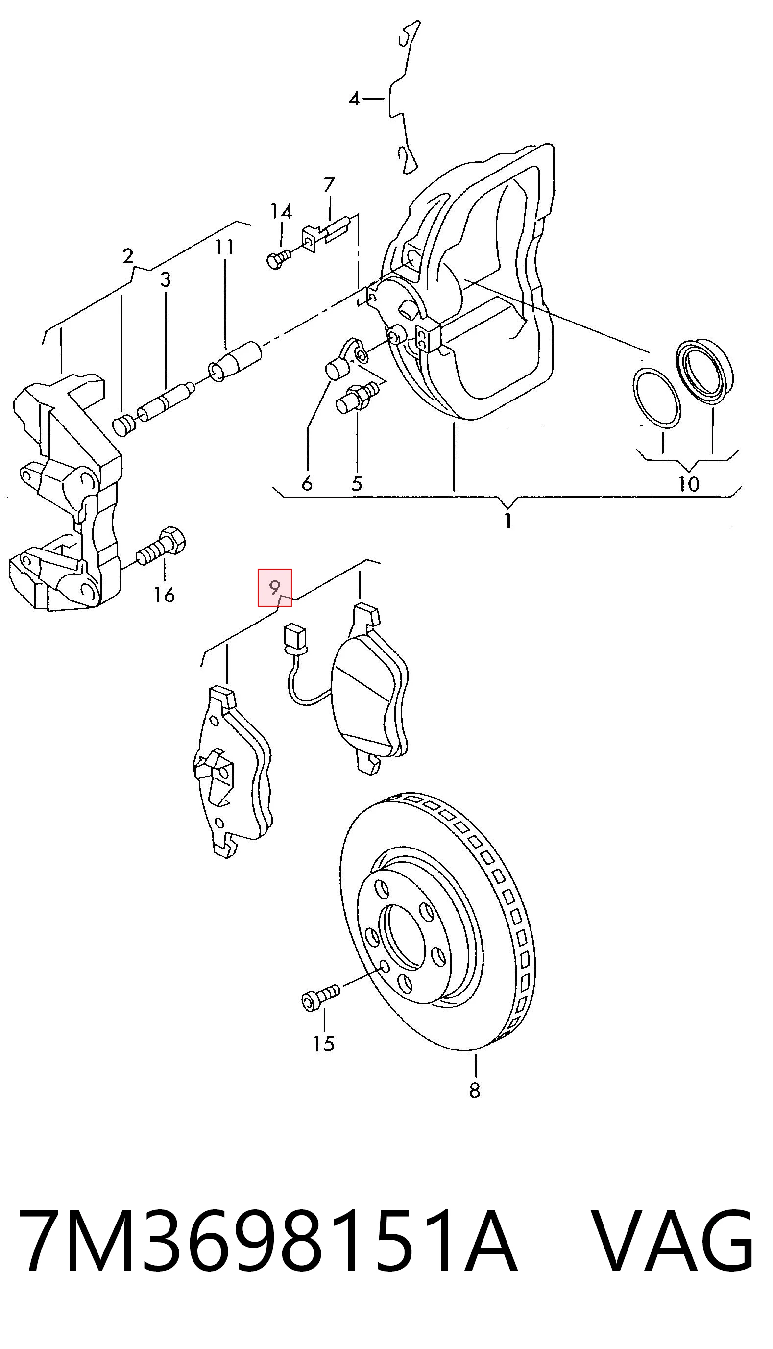 7M3698151A VAG Колодки передние