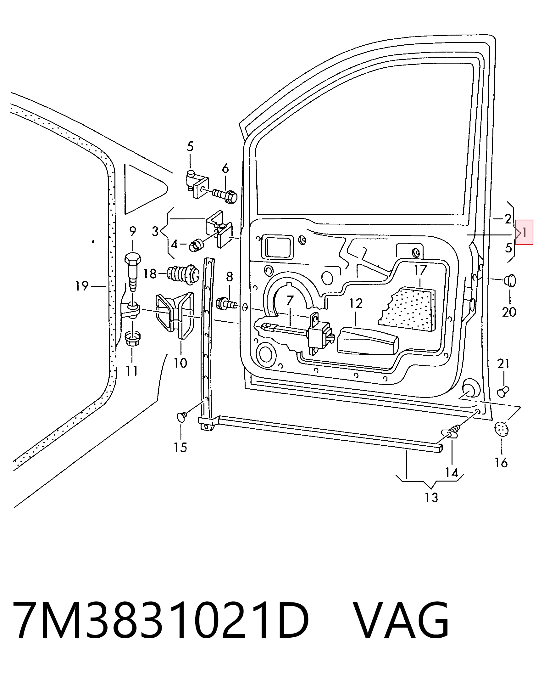 Купить Дверь передняя левая Сеат Альхамбра  7V8, 7V9
