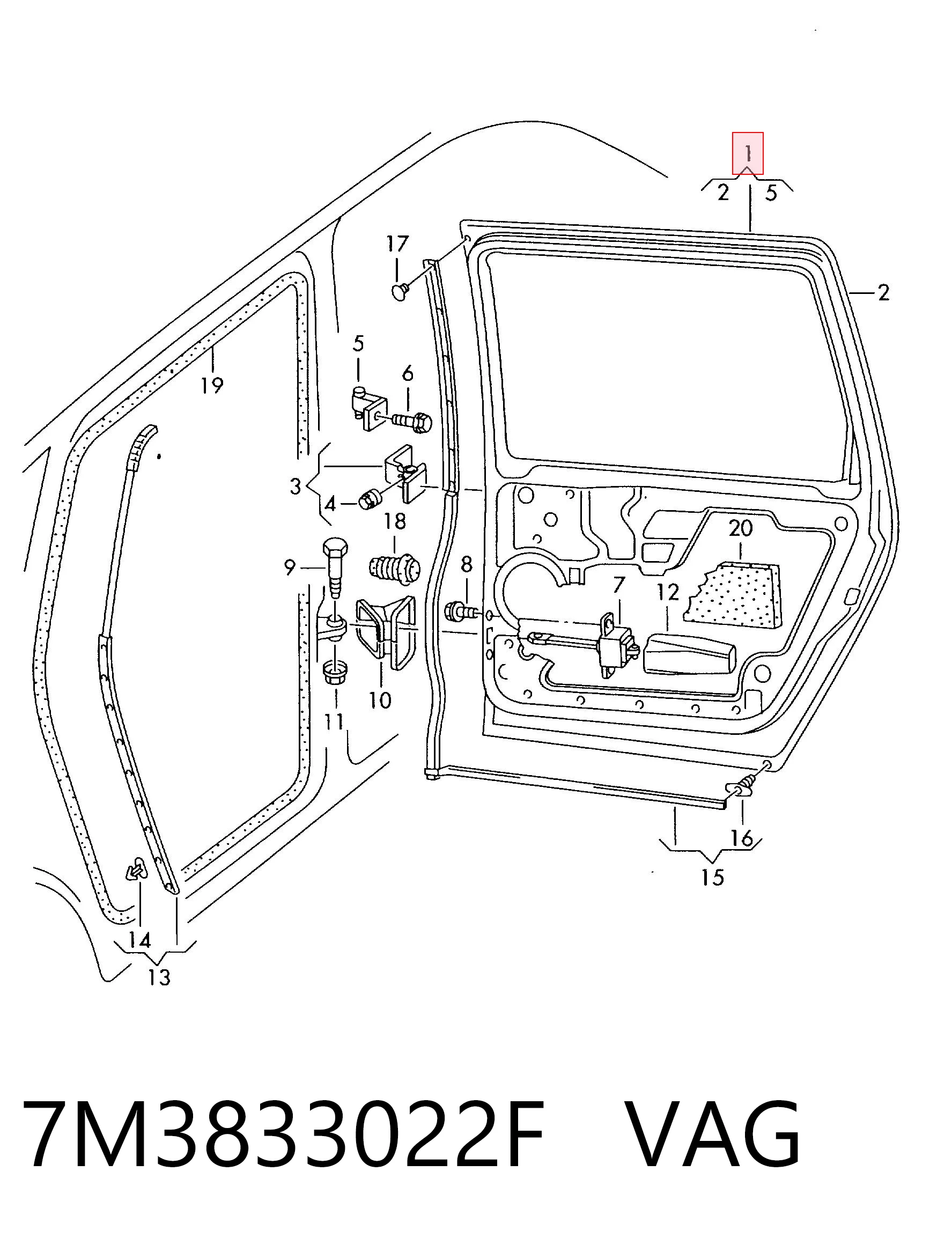 Дверь задняя, правая на Seat Alhambra  7V8, 7V9