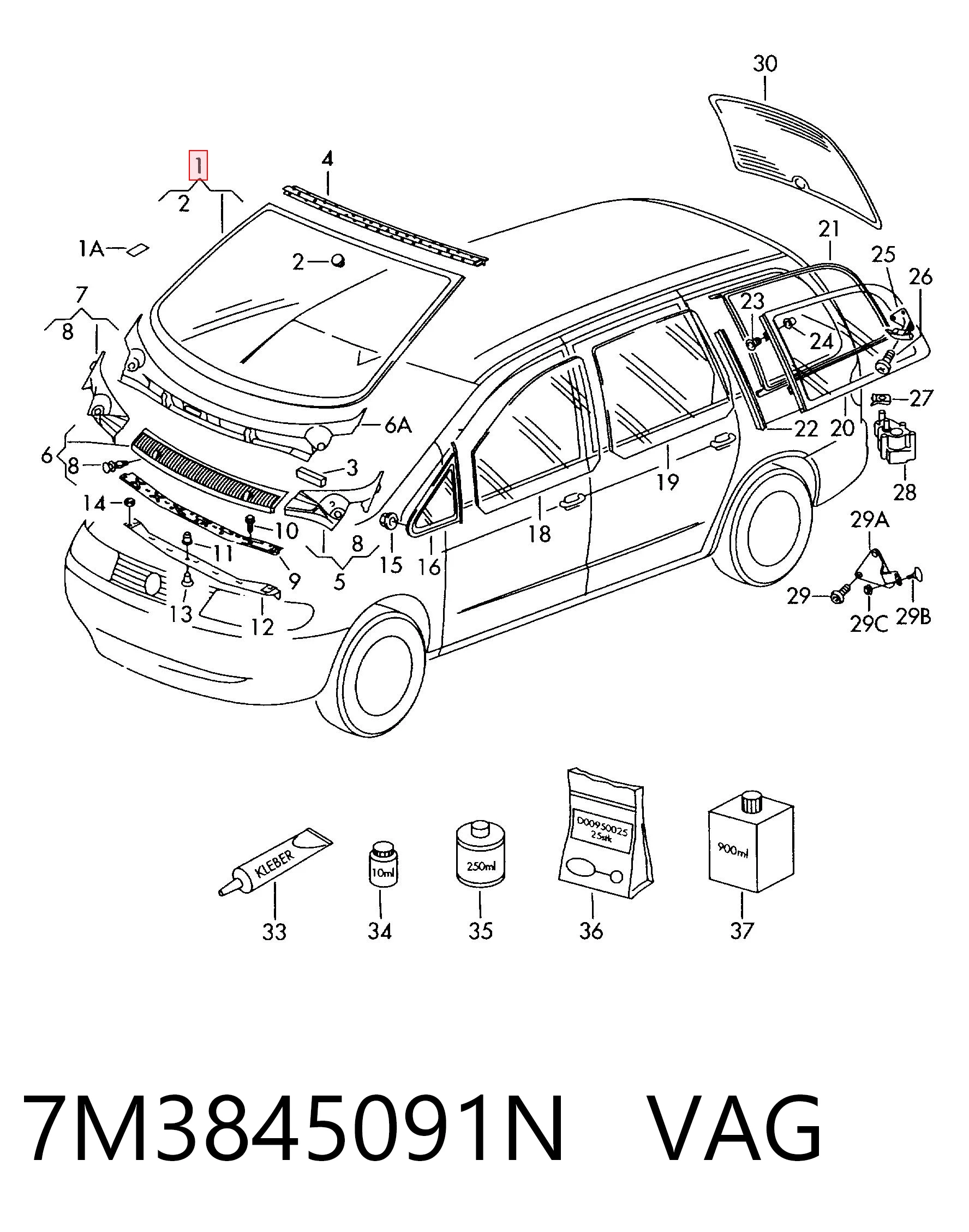 Автостекло на Ford Galaxy I VY WGR