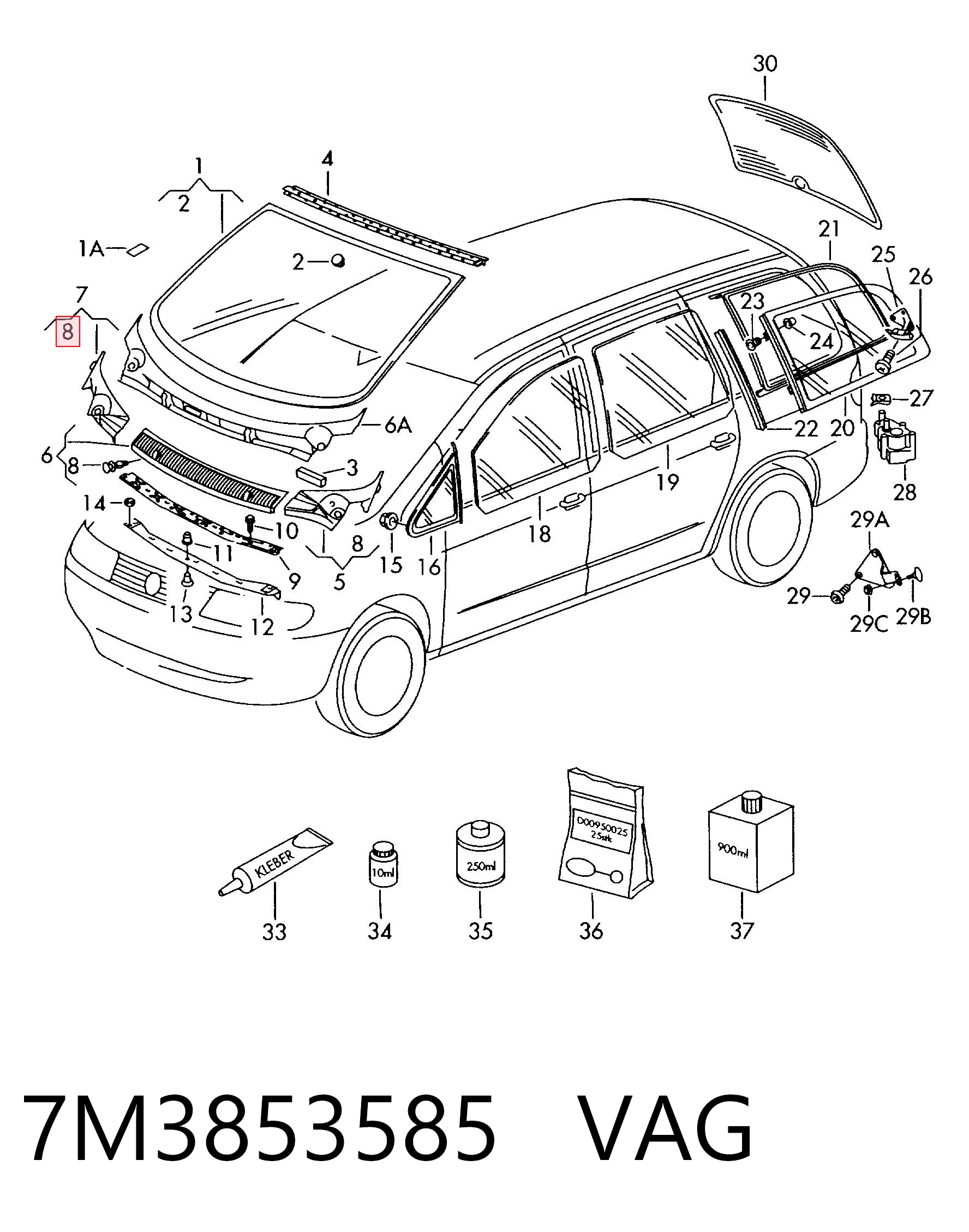 7M3853585 VAG Автостекло