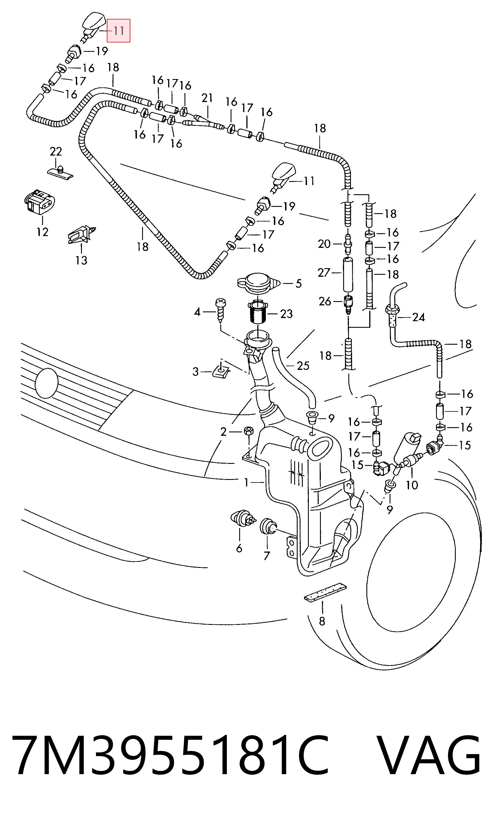 7M3955181C VAG Веерная форсунка омывателя