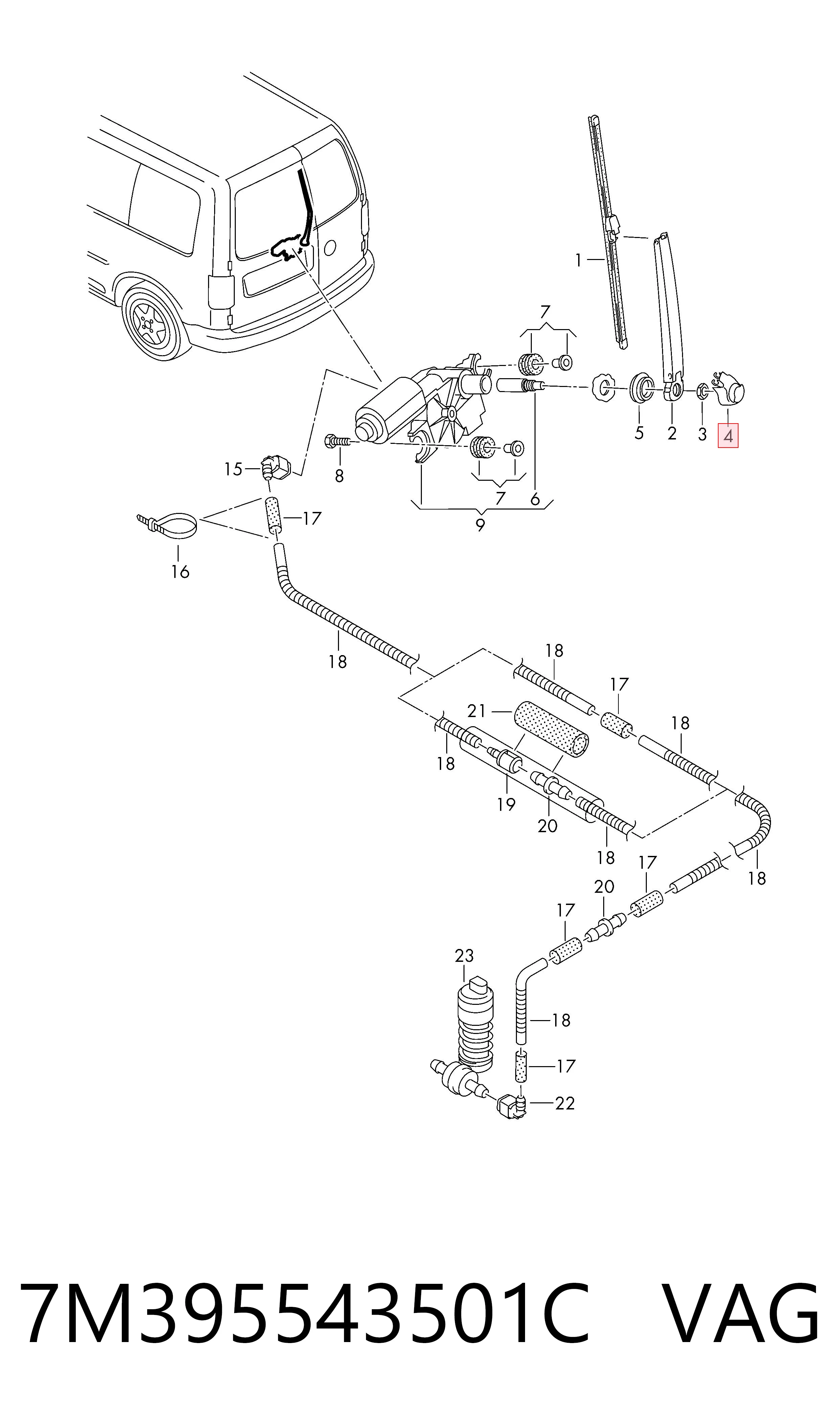 7M395543501C VAG Заглушка гайки крепления поводка заднего дворника1