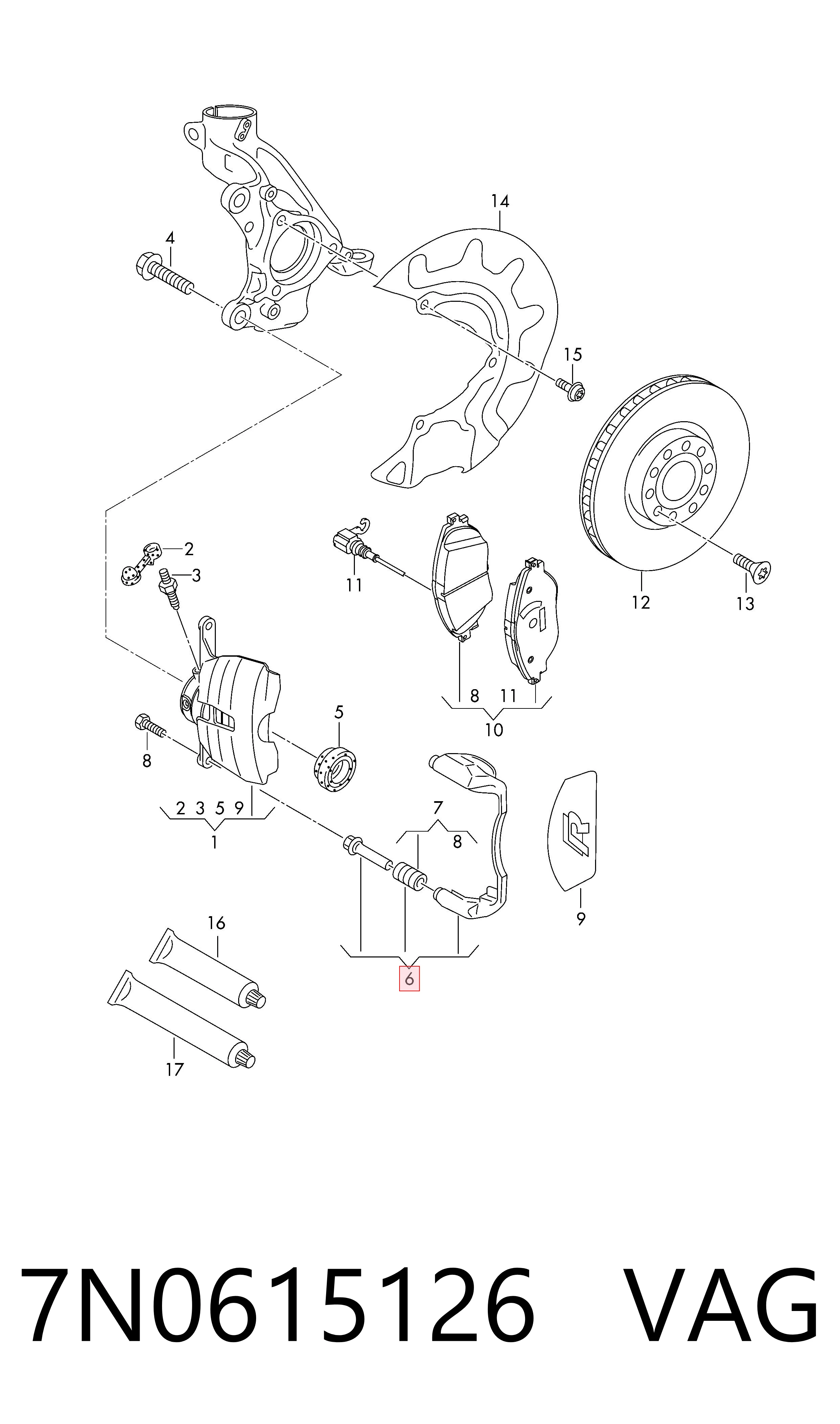 Скоба суппорта переднего на Volkswagen Tiguan II AD1, AX1, BT1, BT2